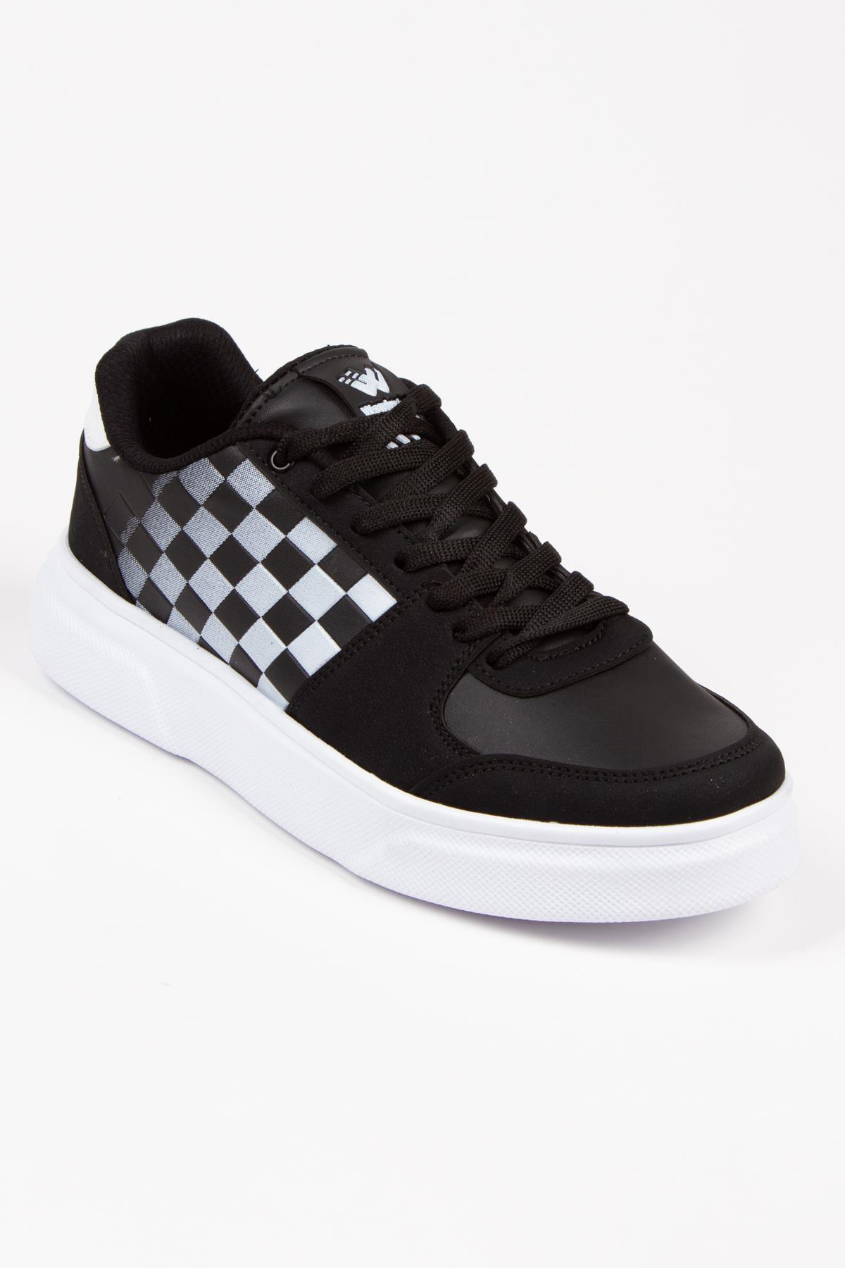 Modafrato Wnd-4181 Erkek Spor Ayakkabı Günlük Casual Sneakers Siyah-Beyaz