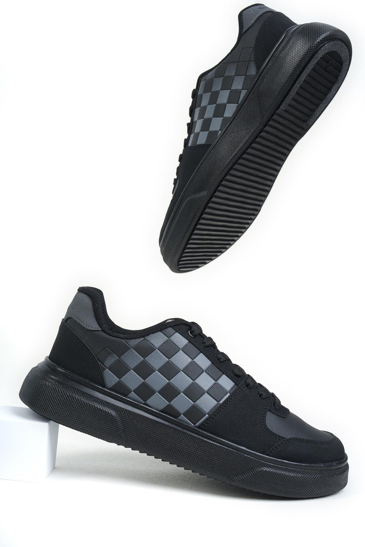 Modafrato Wnd-4181 Erkek Spor Ayakkabı Günlük Casual Sneakers Siyah-Füme