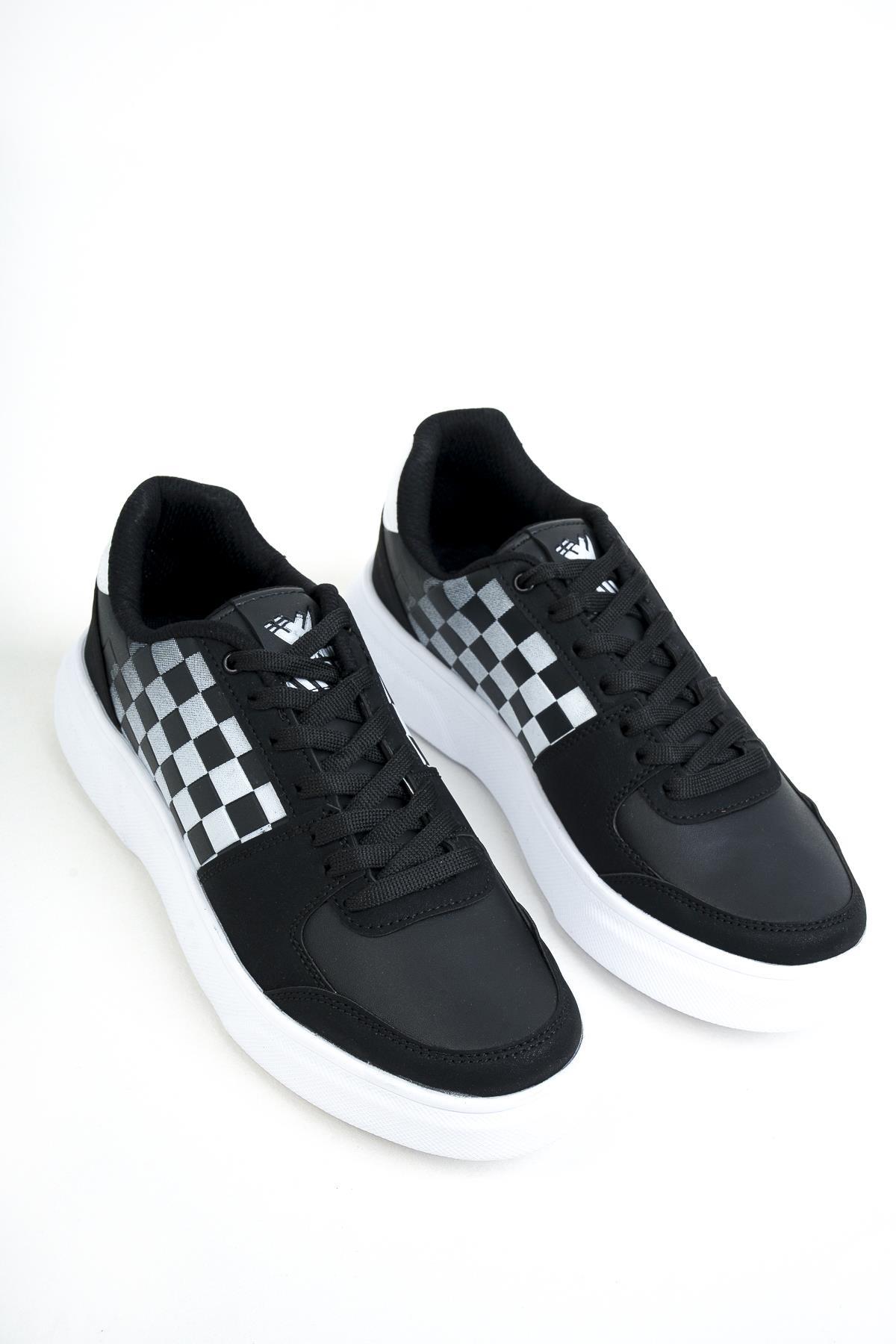 Modafrato Wnd-4181 Erkek Spor Ayakkabı Günlük Casual Sneakers Siyah-Beyaz