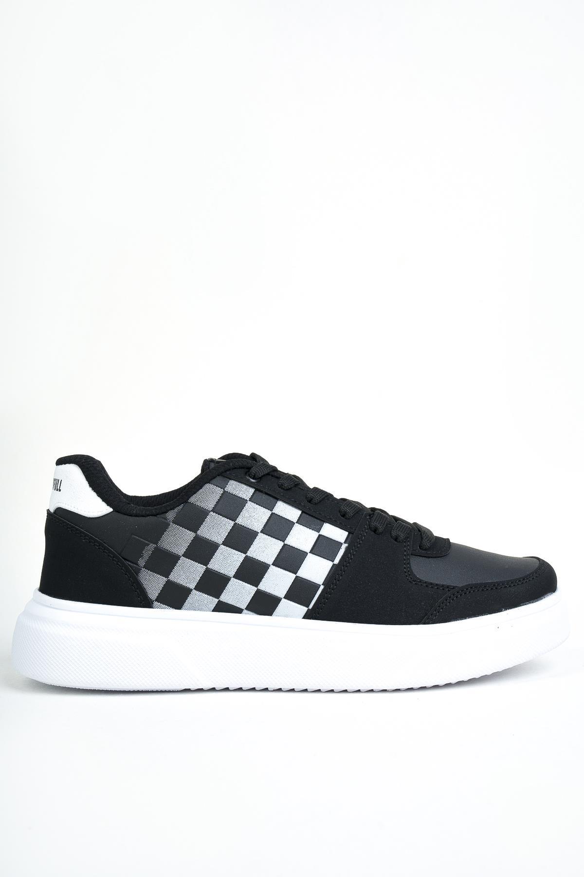 Modafrato Wnd-4181 Erkek Spor Ayakkabı Günlük Casual Sneakers Siyah-Beyaz