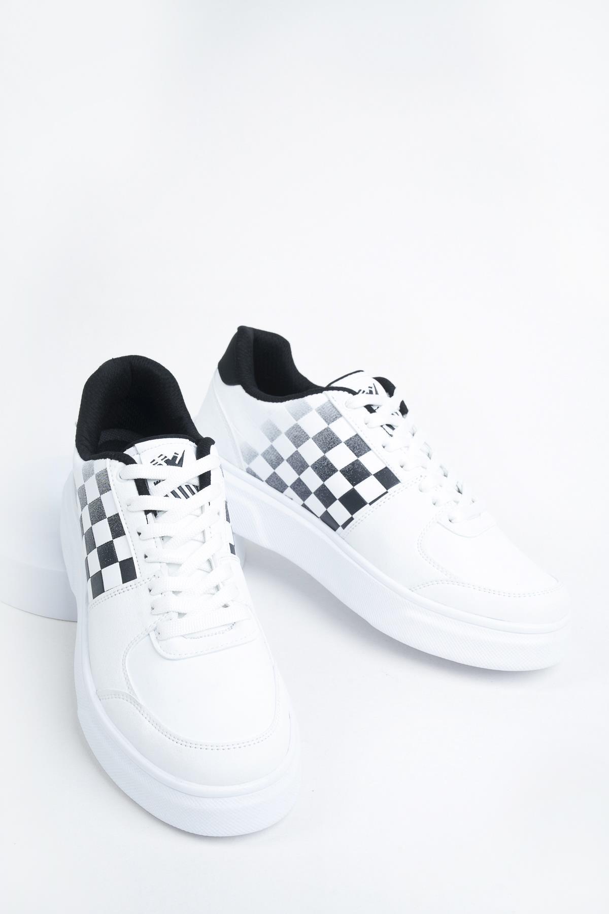 Modafrato Wnd-4181 Erkek Spor Ayakkabı Günlük Casual Sneakers Beyaz - Siyah