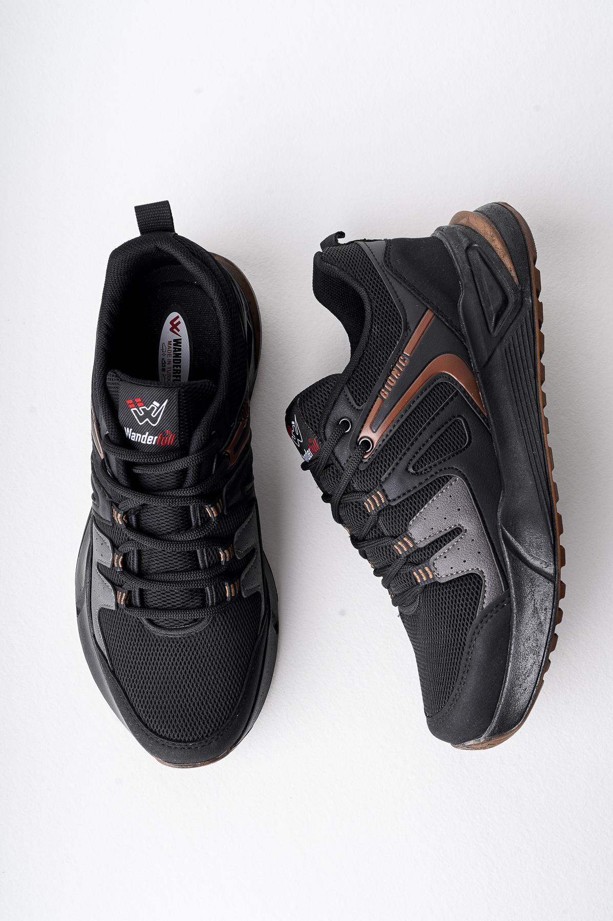 Modafrato Wnd-4212 Erkek Spor Ayakkabı Günlük Casual Sneakers Siyah - Taba