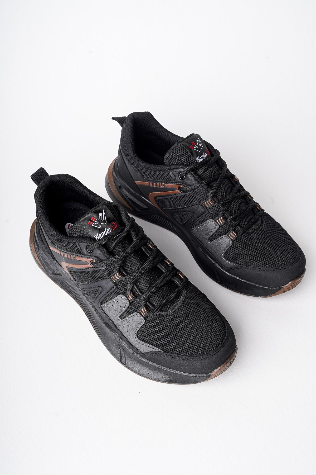 Modafrato Wnd-4212 Erkek Spor Ayakkabı Günlük Casual Sneakers Siyah - Taba