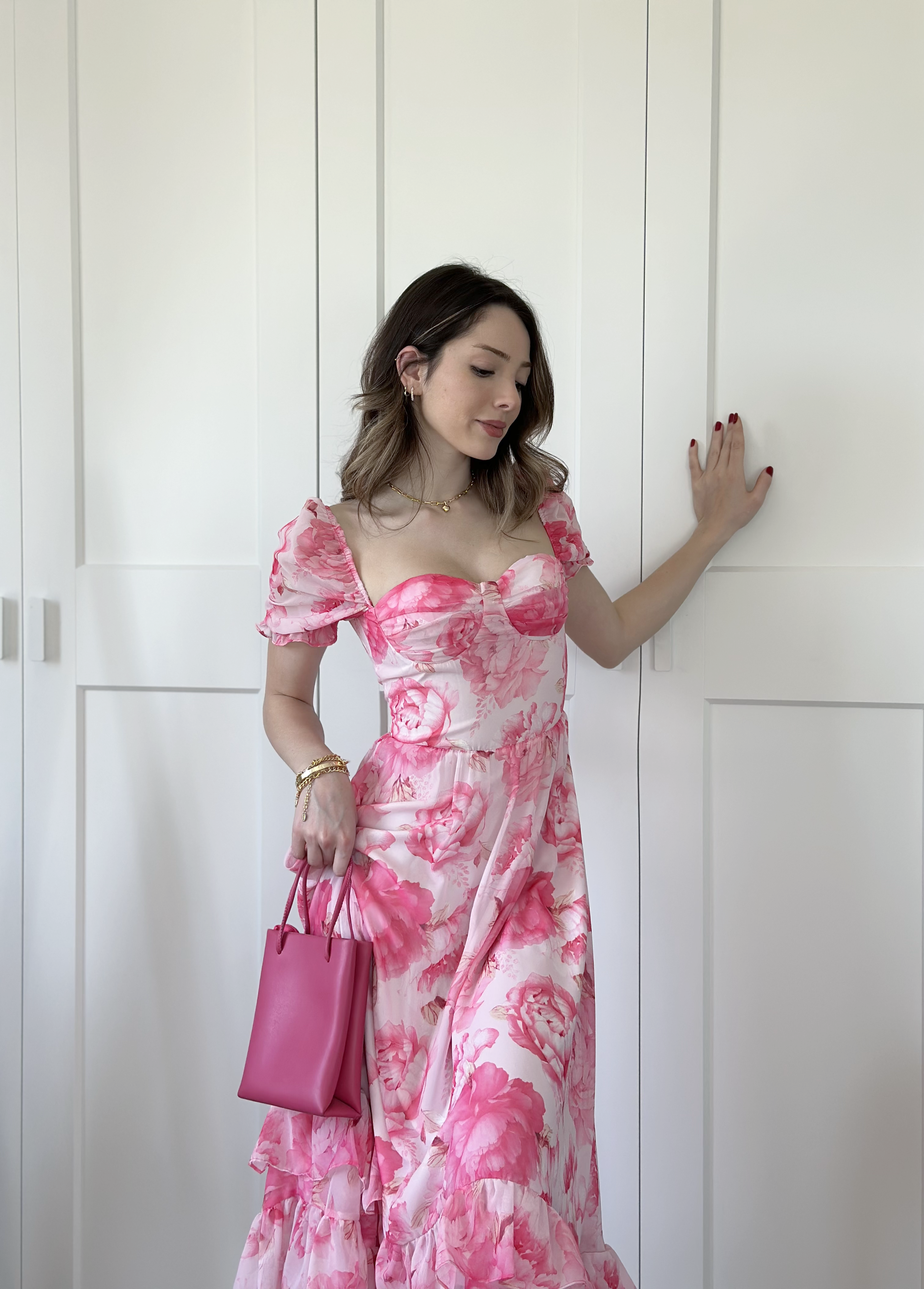 Clara Uzun Şifon Elbise Pembe