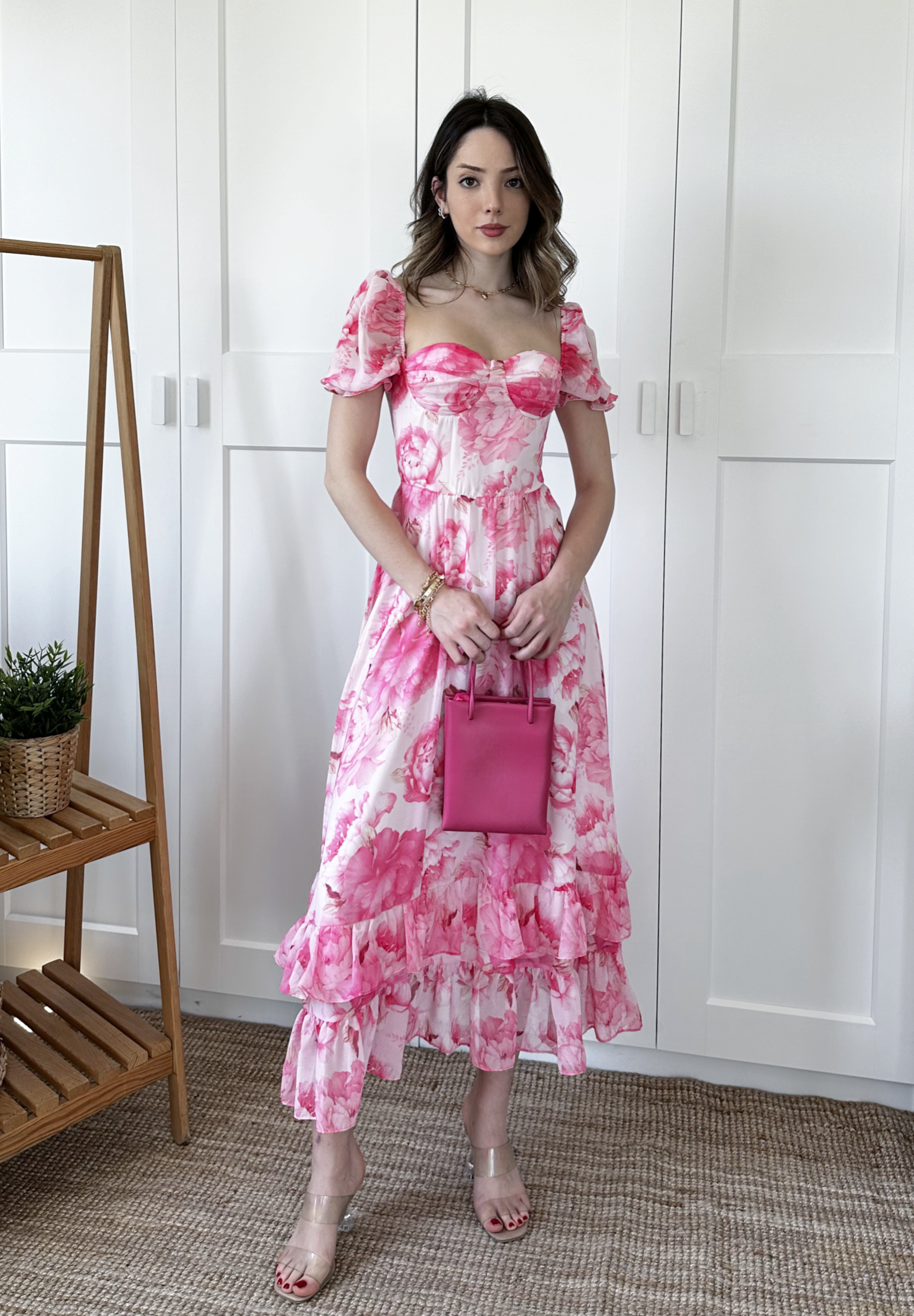 Clara Uzun Şifon Elbise Pembe