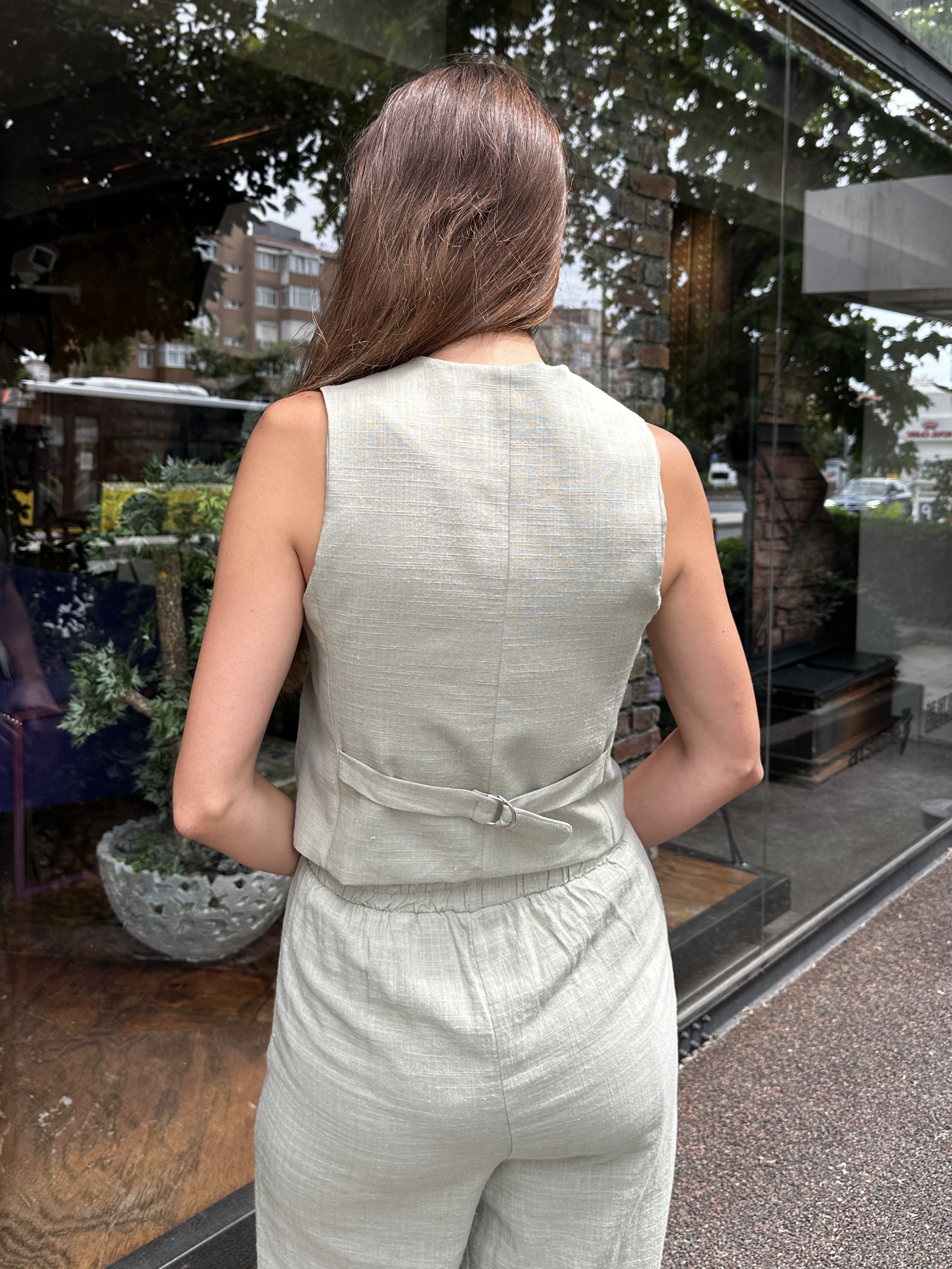 Diana Keten Yelek Haki