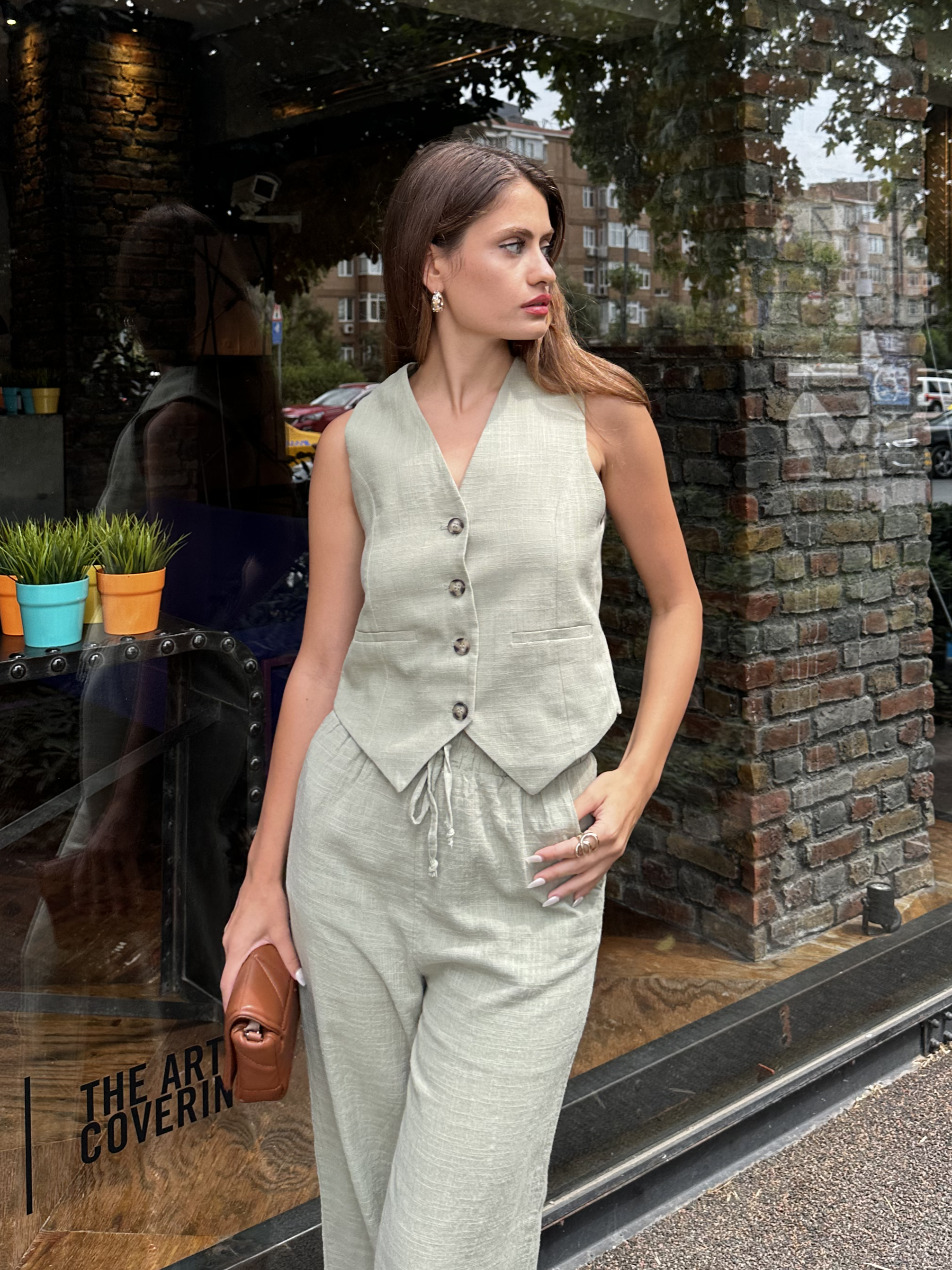 Diana Keten Yelek Haki