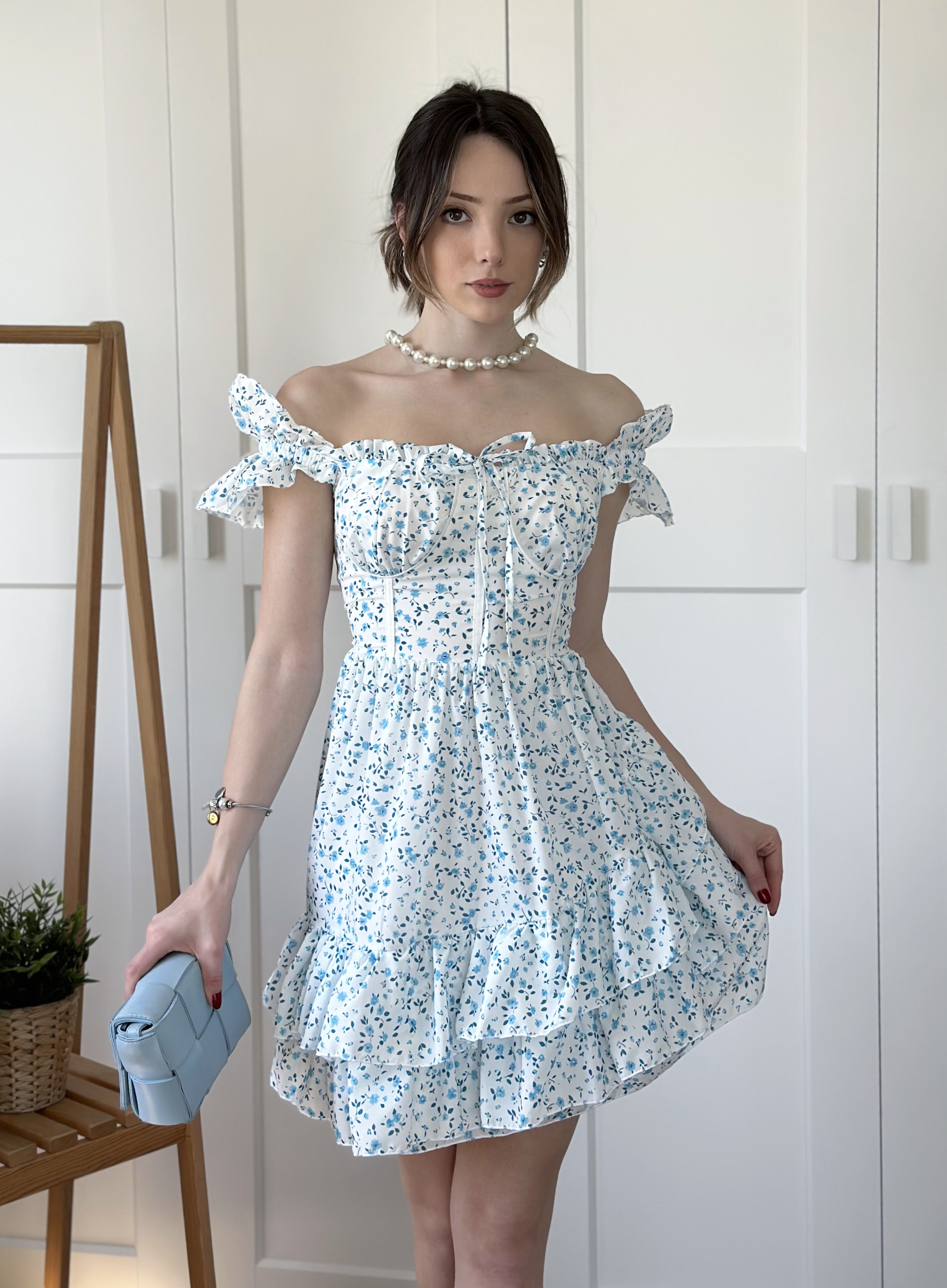 Elicia Çiçek Desen Elbise Mavi