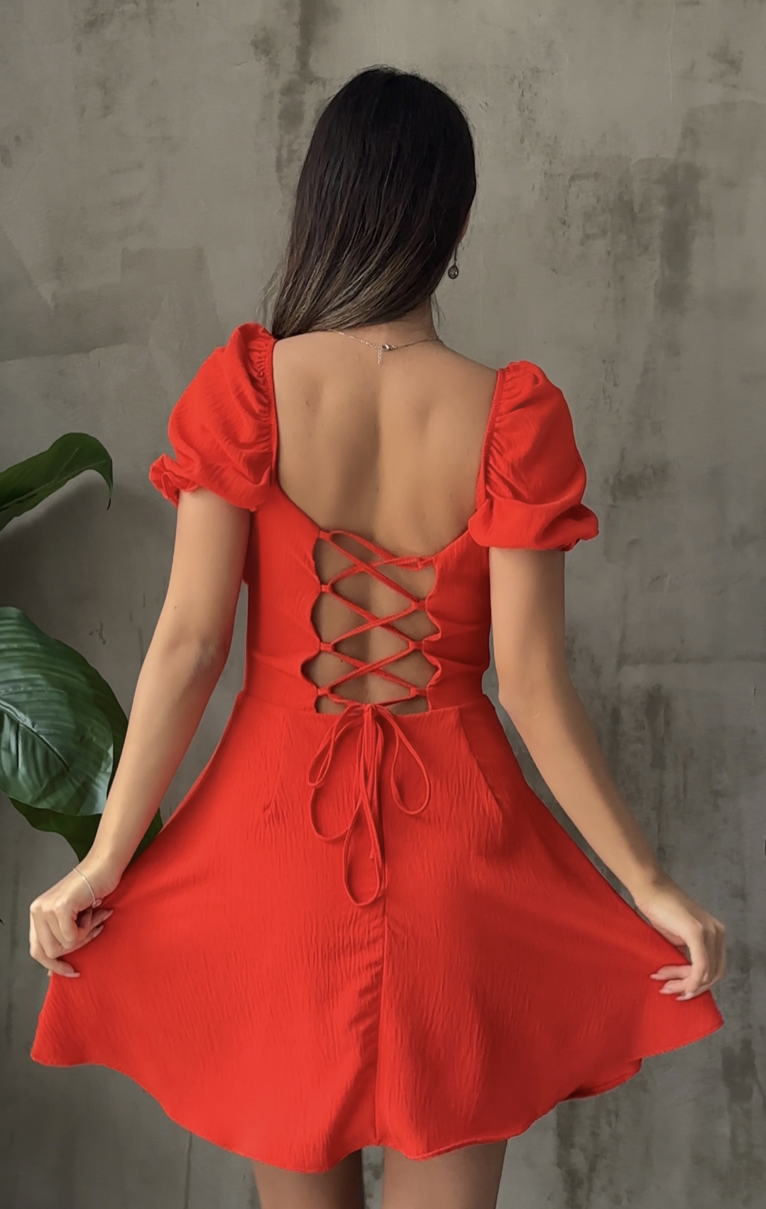 Korseli Mini Elbise Kırmızı