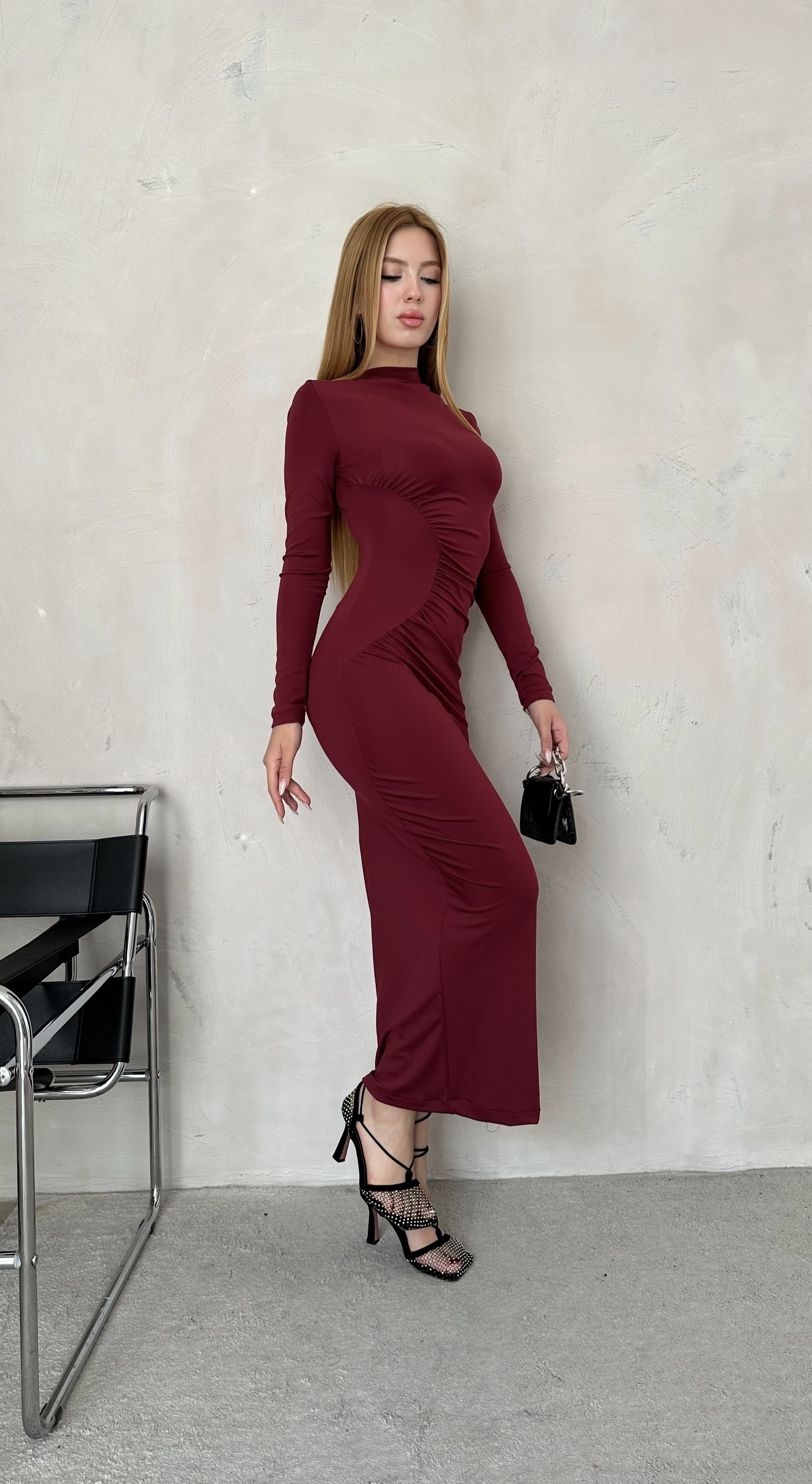 Perla Elbise Bordo