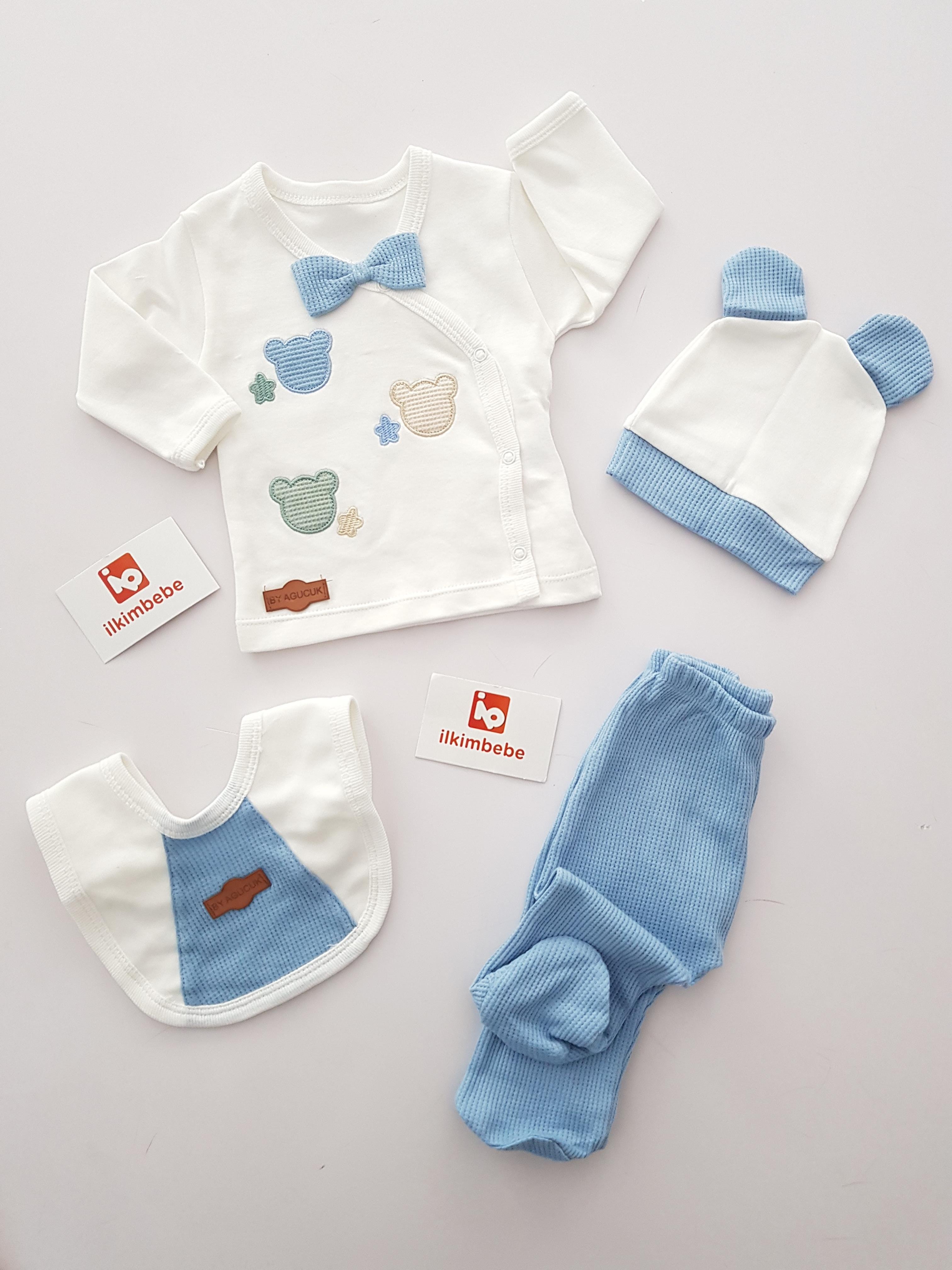 Ayıcıklı Papyonlu 5li Set - ERKEK BEBEK