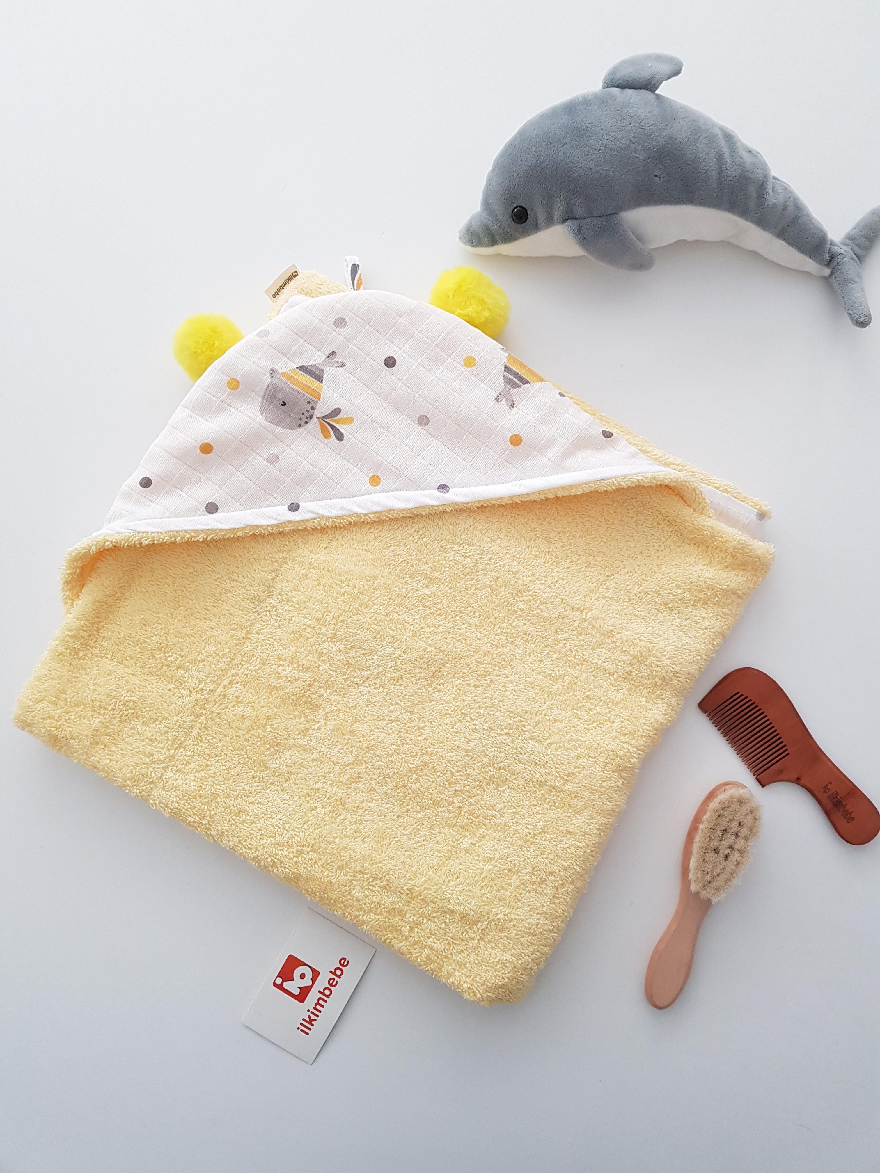 Balinalı Müslin Çift Taraflı Kundak Bebek Havlusu 80x80cm - Erkek Bebek