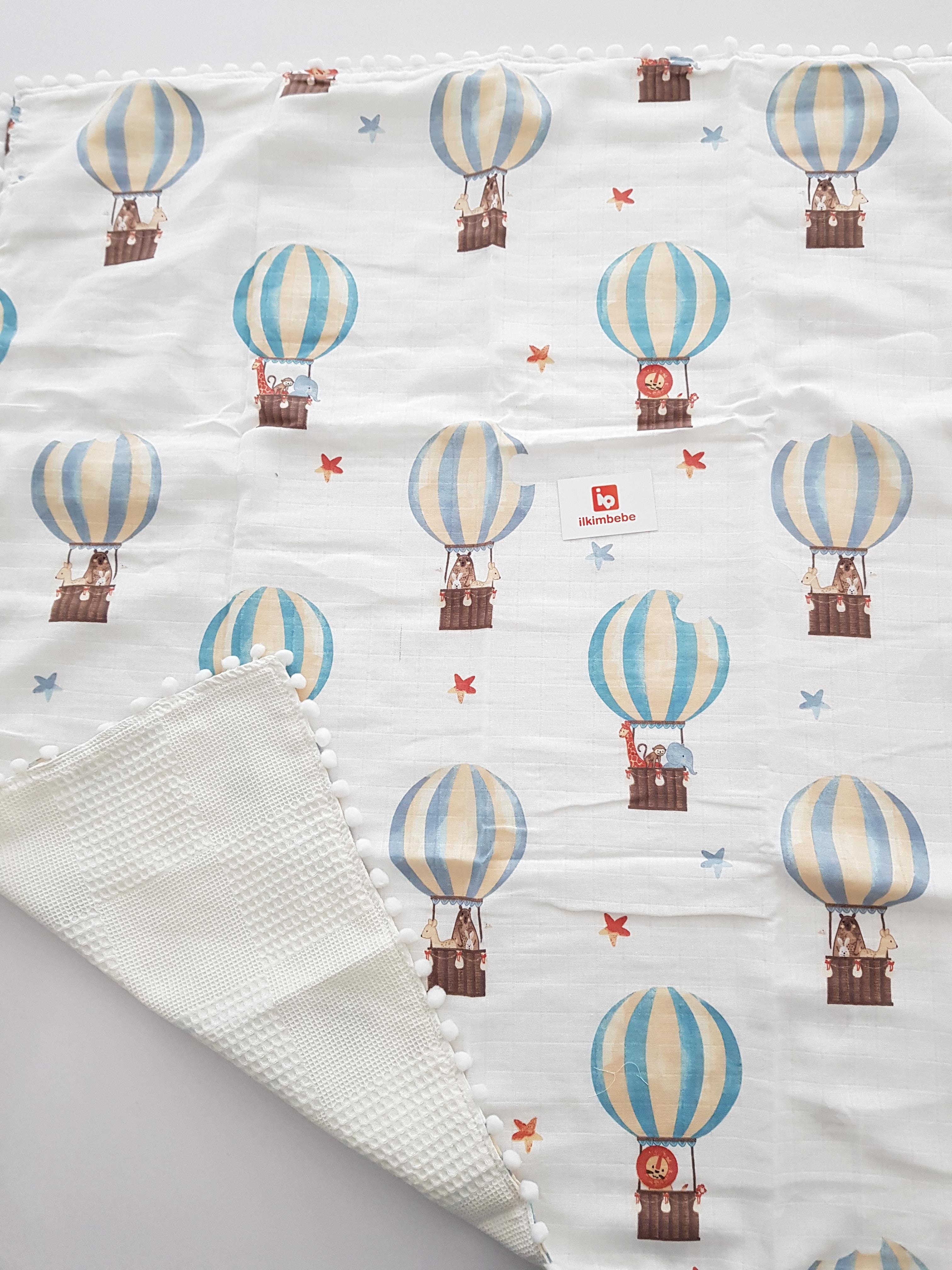 Balonlu Pikeli Müslin Battaniye 100x100 cm - BATTANİYE&ALT AÇMA