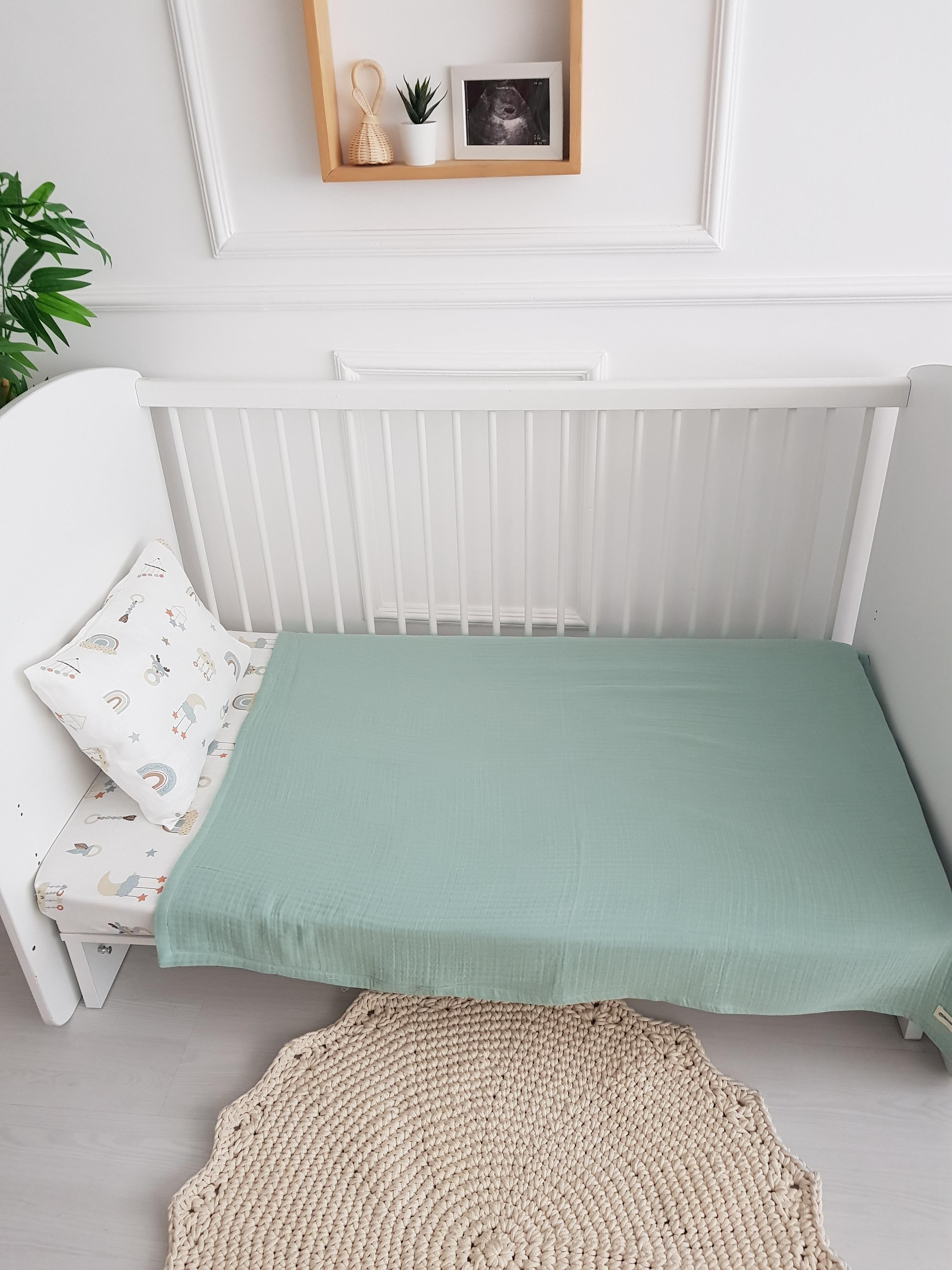 Bulut Desen 100x120 Dört Katlı Müslin Bebek Battaniyeli Nevresim Takımı - BATTANİYE&ALT AÇMA