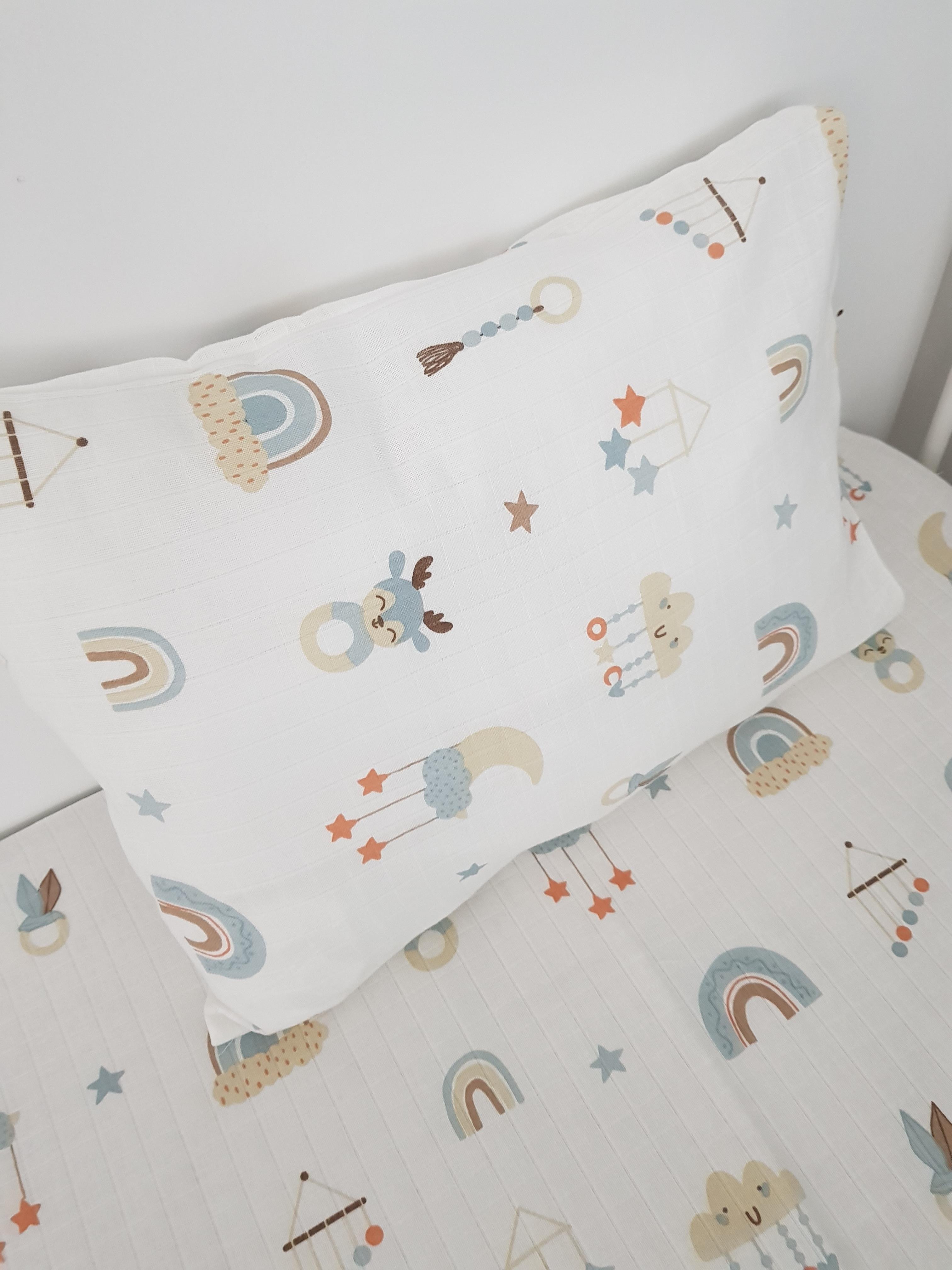 Bulut Desen 100x120 Dört Katlı Müslin Bebek Battaniyeli Nevresim Takımı - BATTANİYE&ALT AÇMA