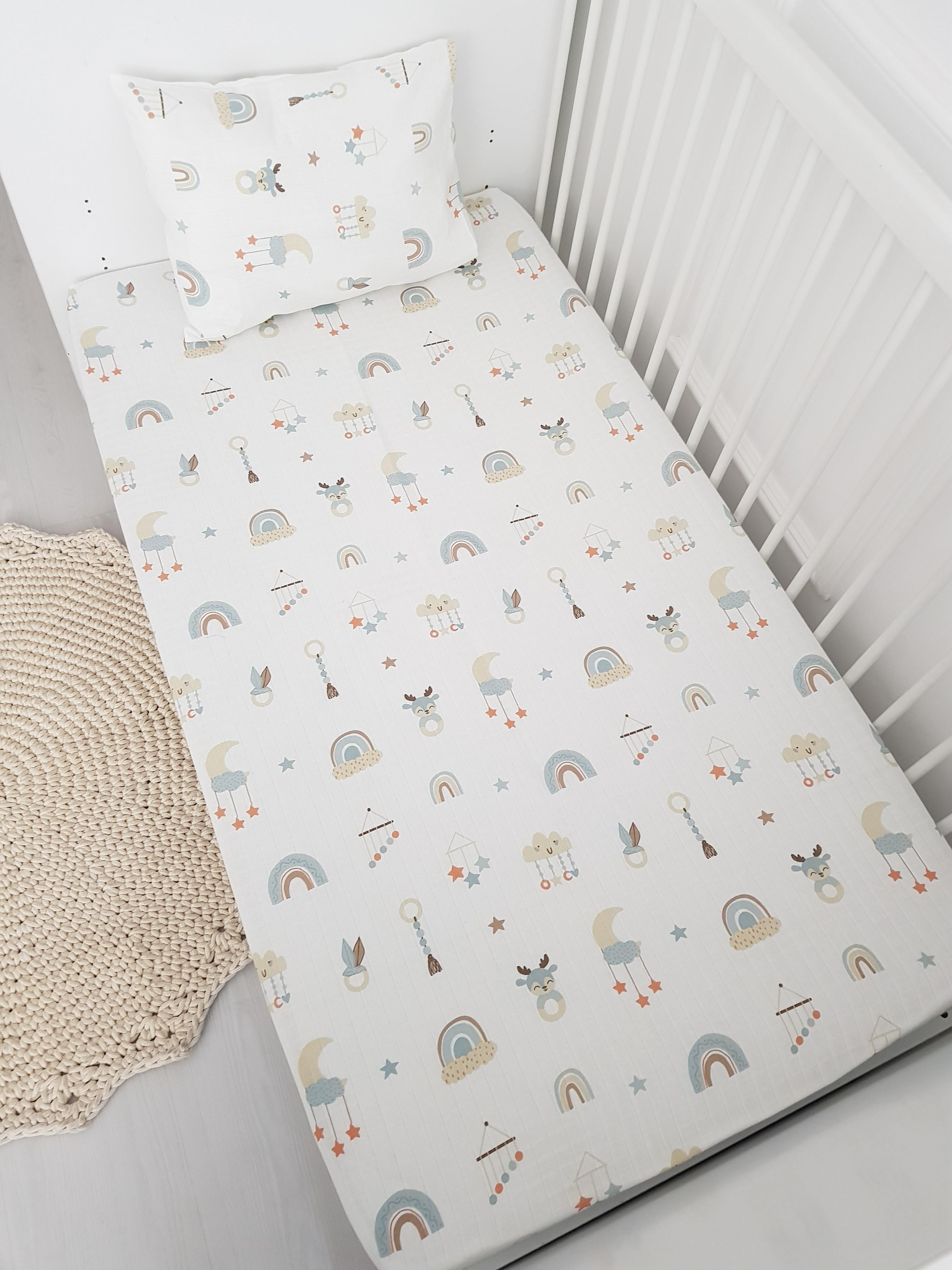 Bulut Desen 100x120 Dört Katlı Müslin Bebek Battaniyeli Nevresim Takımı - BATTANİYE&ALT AÇMA