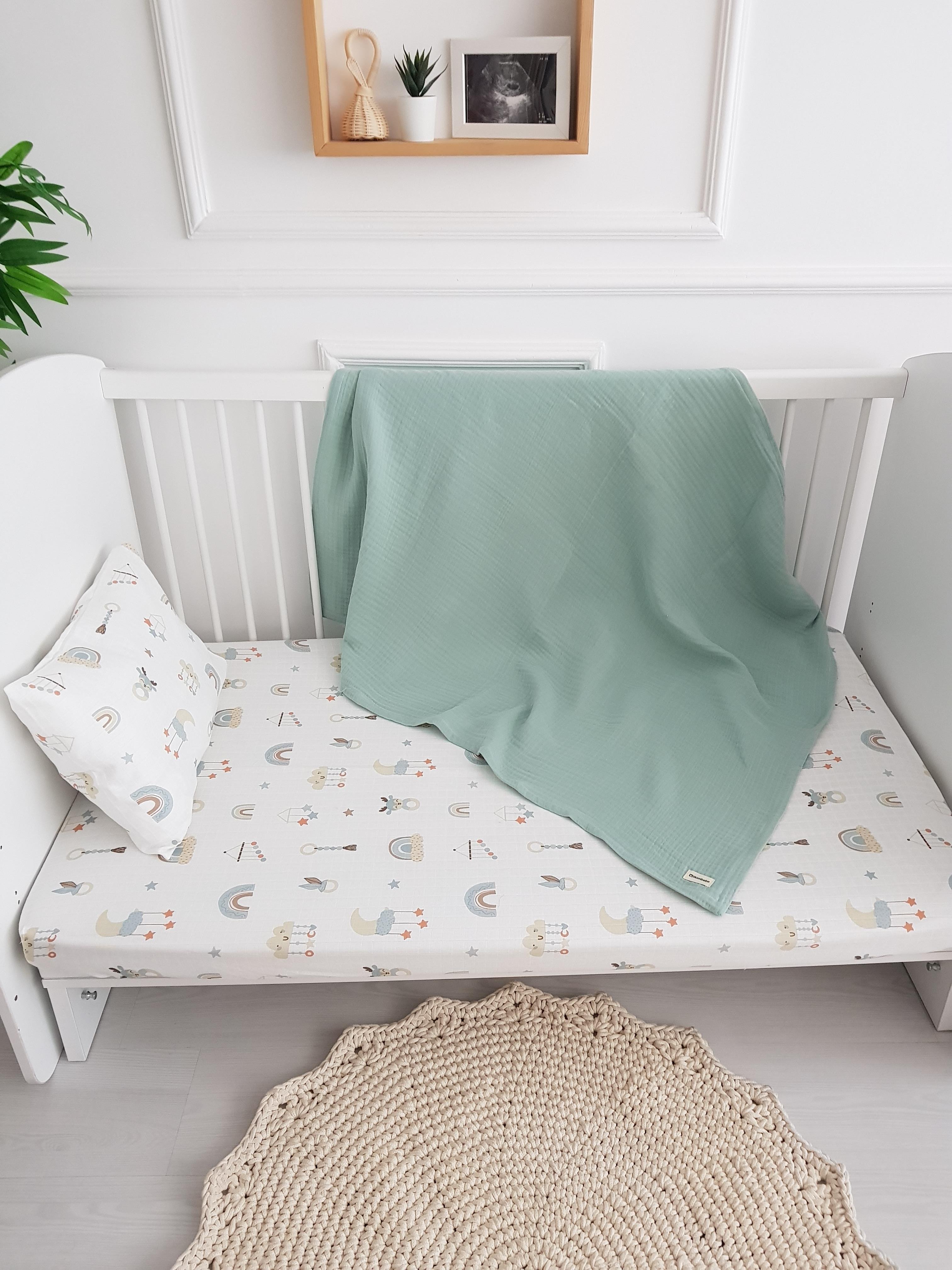 Bulut Desen 100x120 Dört Katlı Müslin Bebek Battaniyeli Nevresim Takımı - BATTANİYE&ALT AÇMA