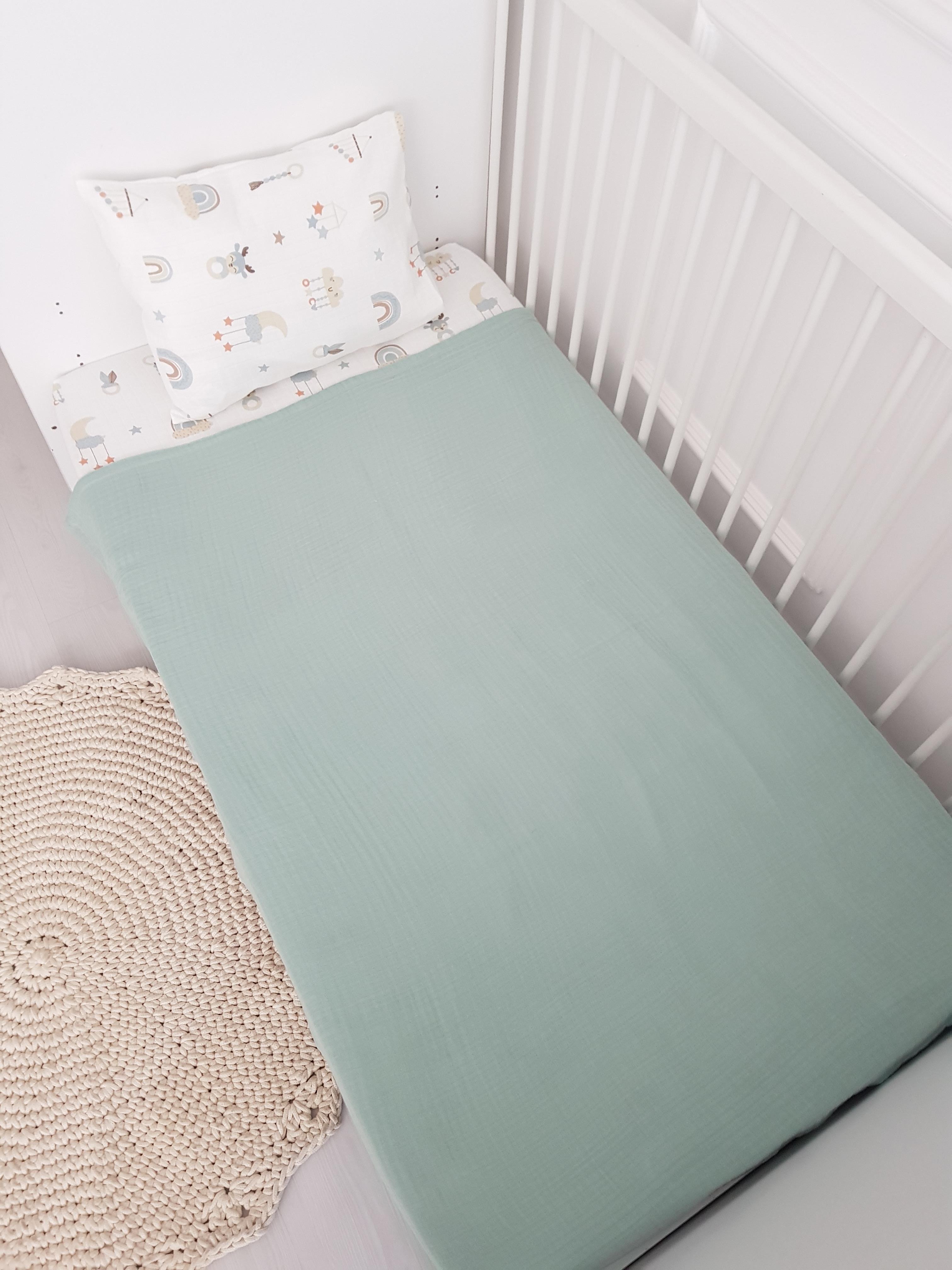 Bulut Desen 100x120 Dört Katlı Müslin Bebek Battaniyeli Nevresim Takımı - BATTANİYE&ALT AÇMA