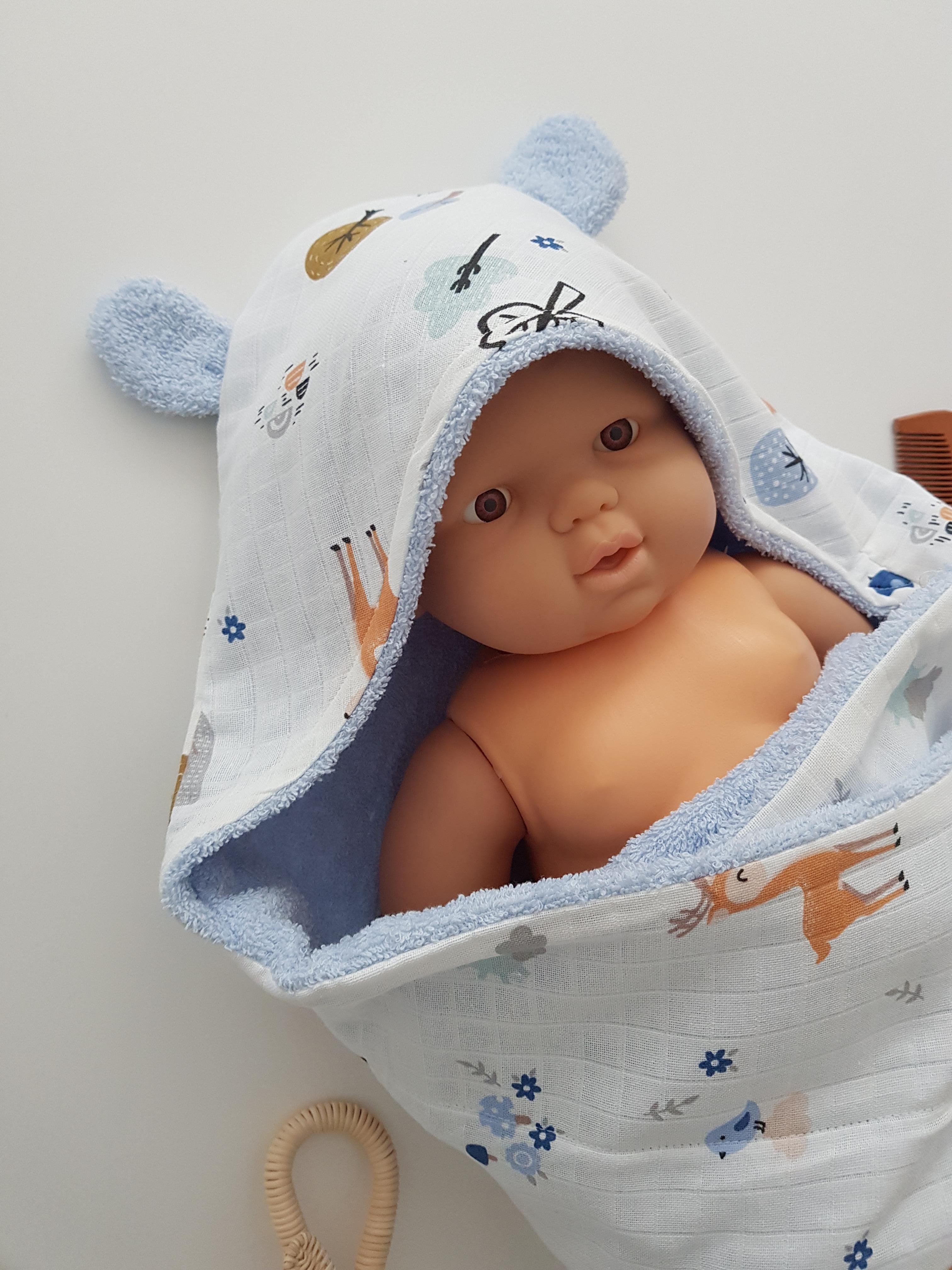 Ceylanlı  Müslinli Çift Taraflı Kundak Bebek Havlusu 80x80 - Erkek Bebek