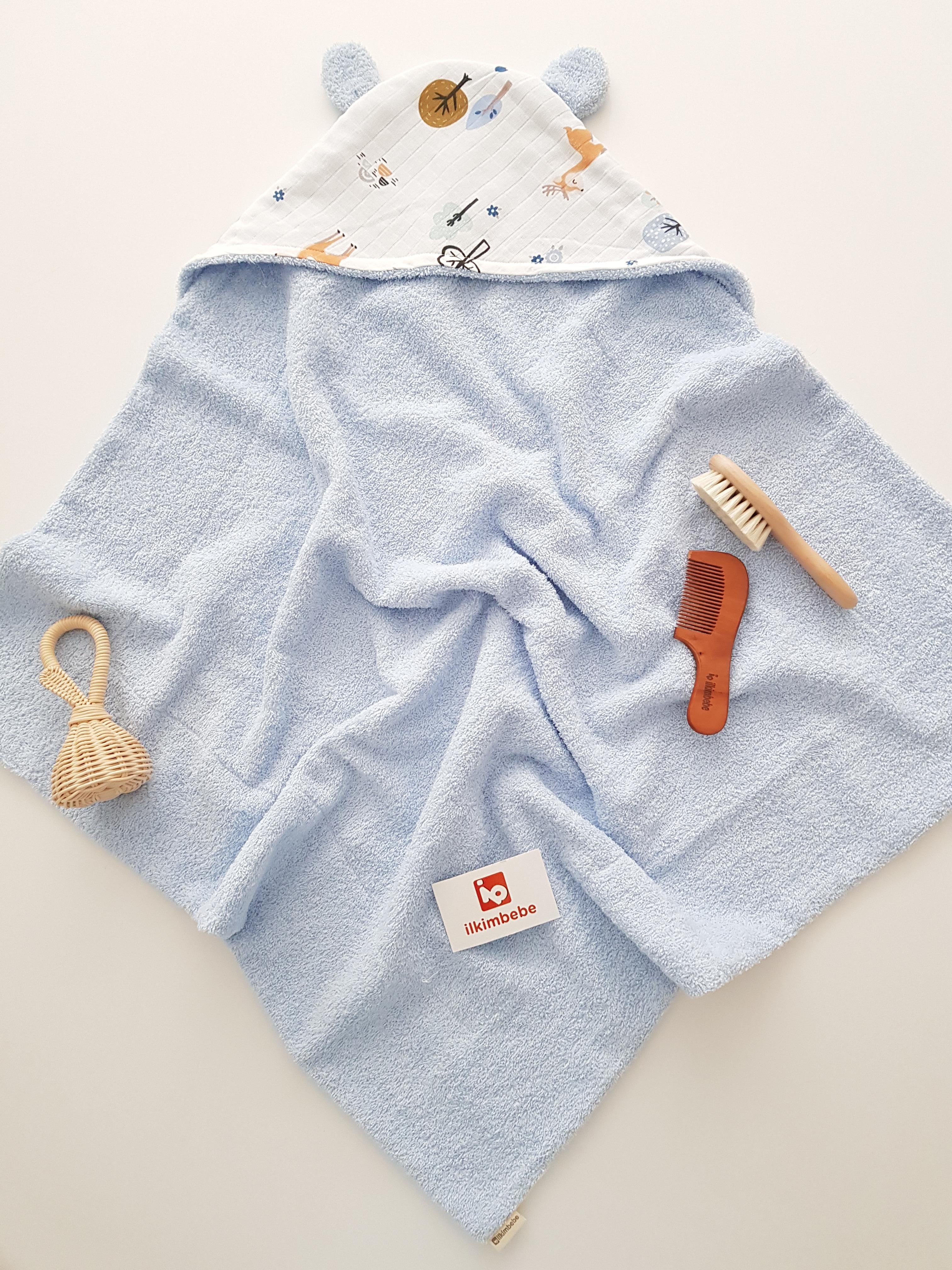 Ceylanlı  Müslinli Çift Taraflı Kundak Bebek Havlusu 80x80 - Erkek Bebek