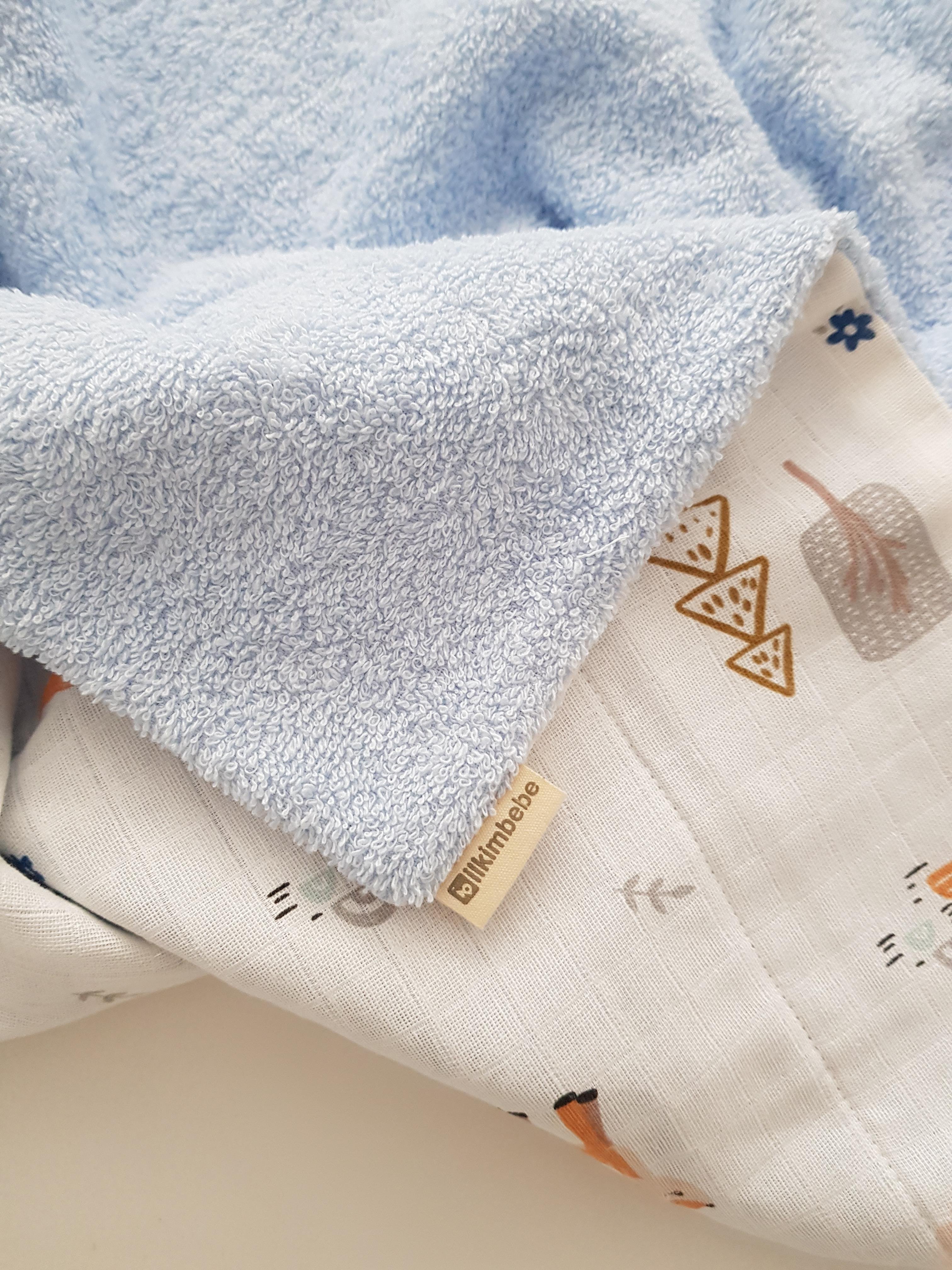 Ceylanlı  Müslinli Çift Taraflı Kundak Bebek Havlusu 80x80 - Erkek Bebek