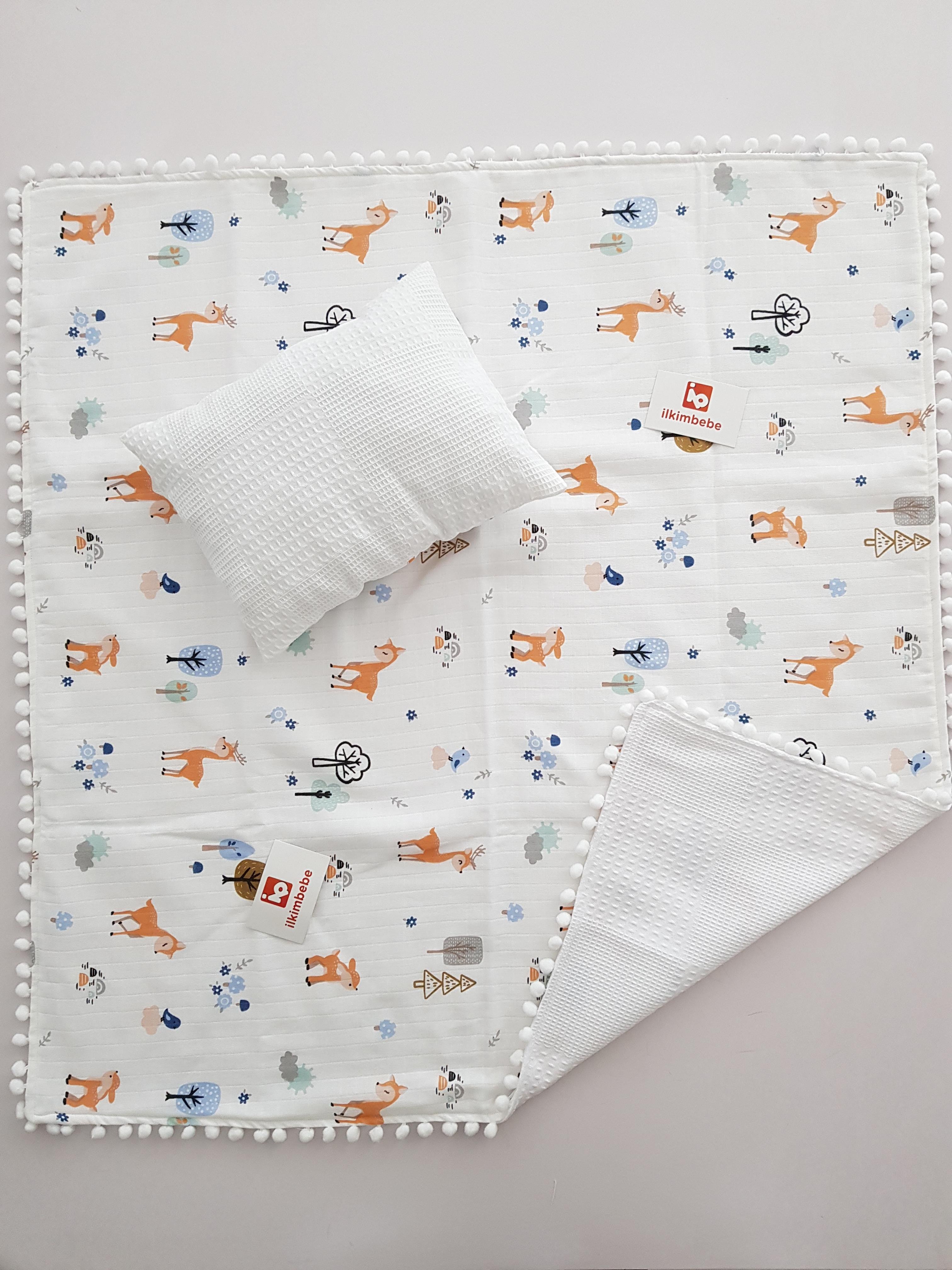 Ceylanlı Pikeli Müslin Battaniye 85x90 Yastık 33x25 - BATTANİYE&ALT AÇMA