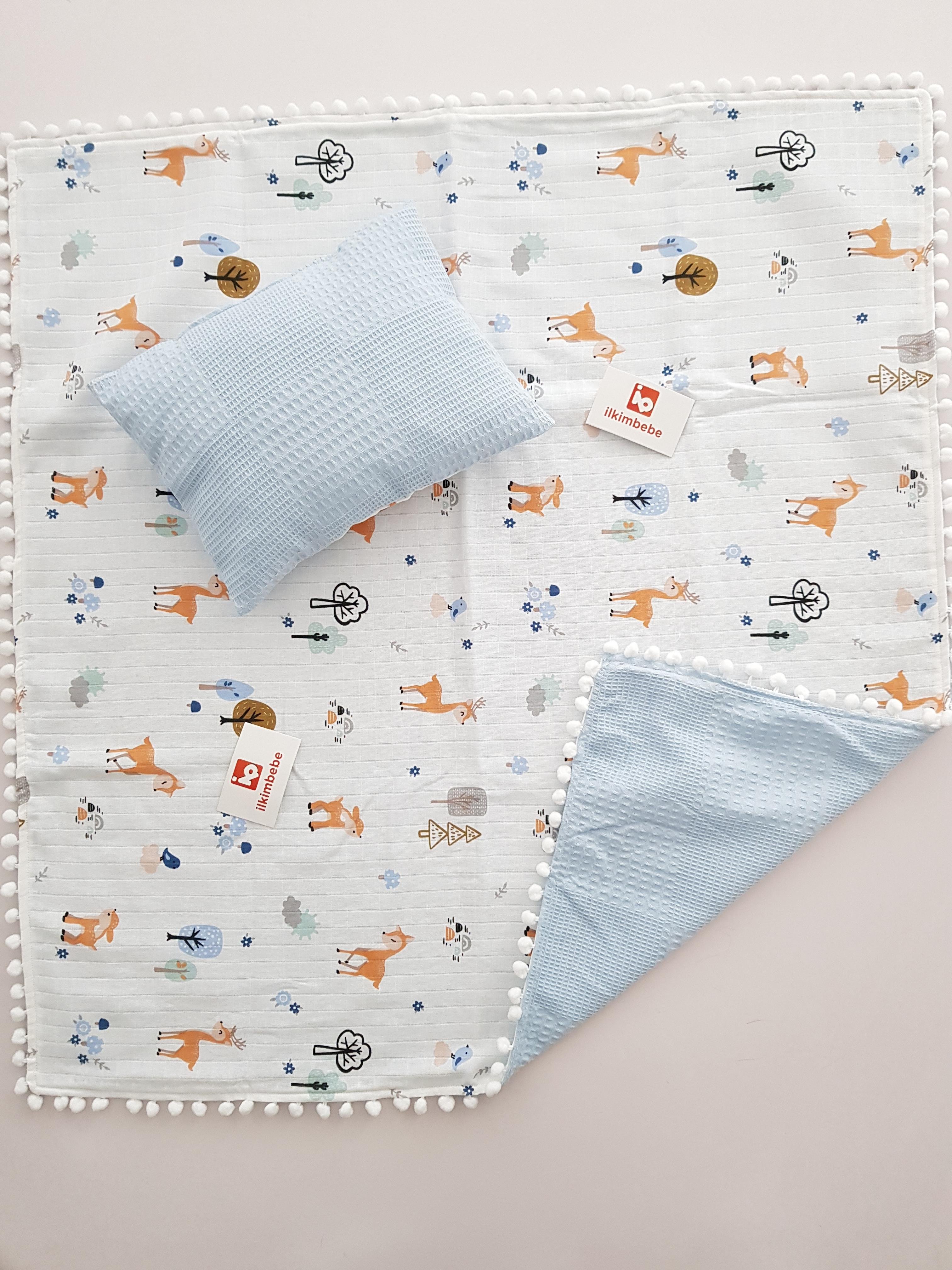 Ceylanlı Pikeli Müslin Battaniye 85x90 Yastık 33x25 - BATTANİYE&ALT AÇMA