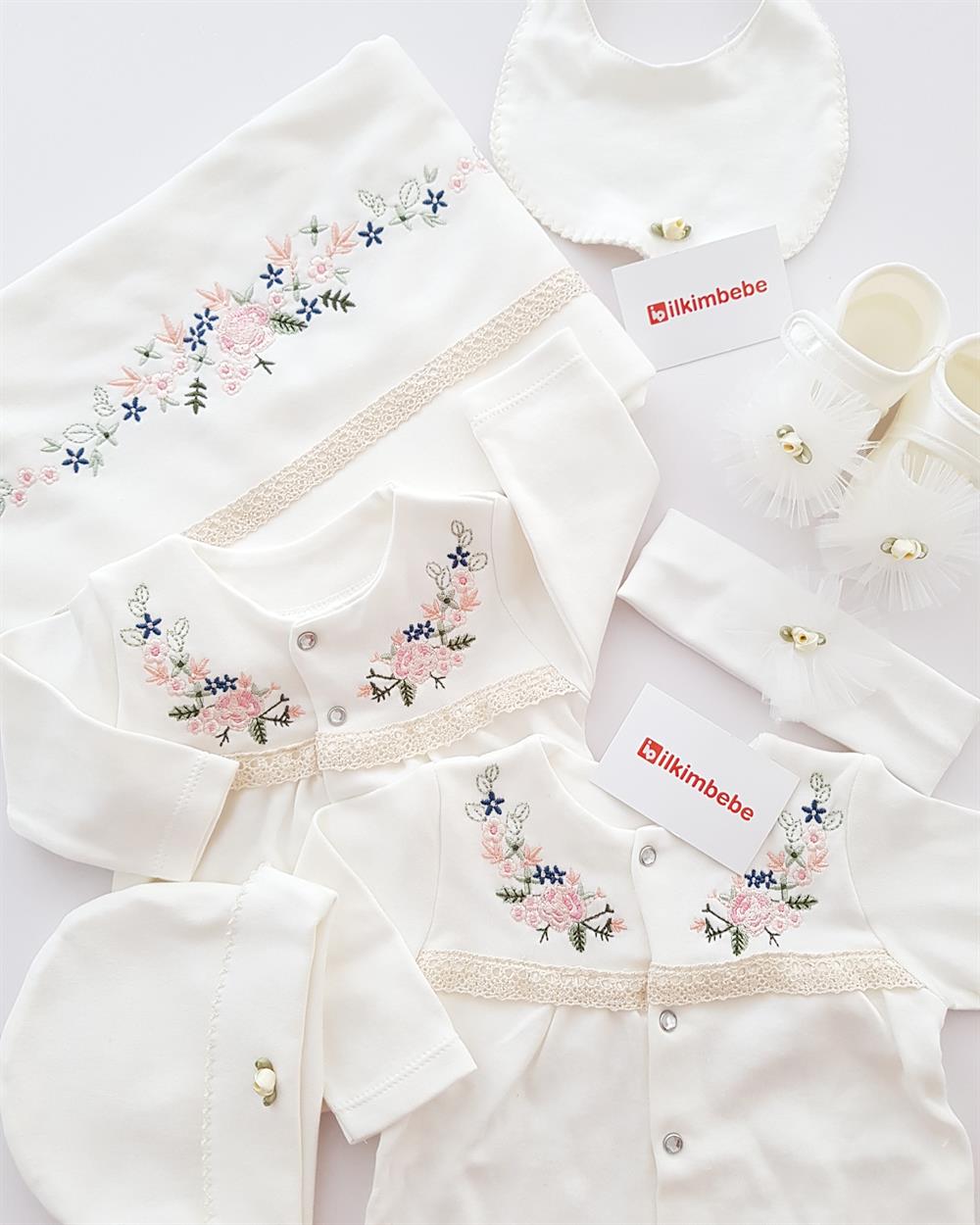 Çiçek Nakışlı Kroşeta 10Lu Set - KIZ BEBEK