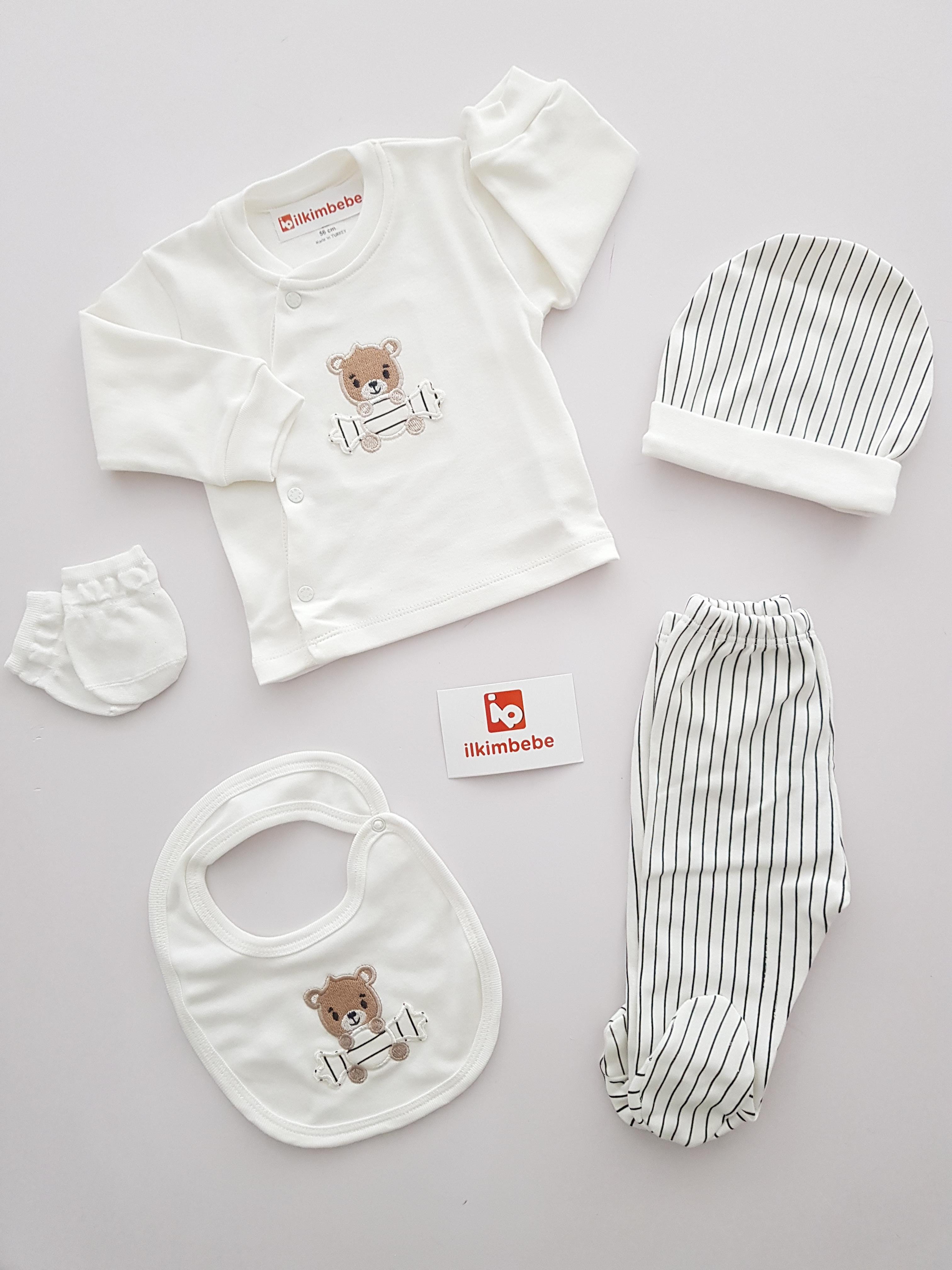 Çizgili Ayı 5li Set - ERKEK BEBEK