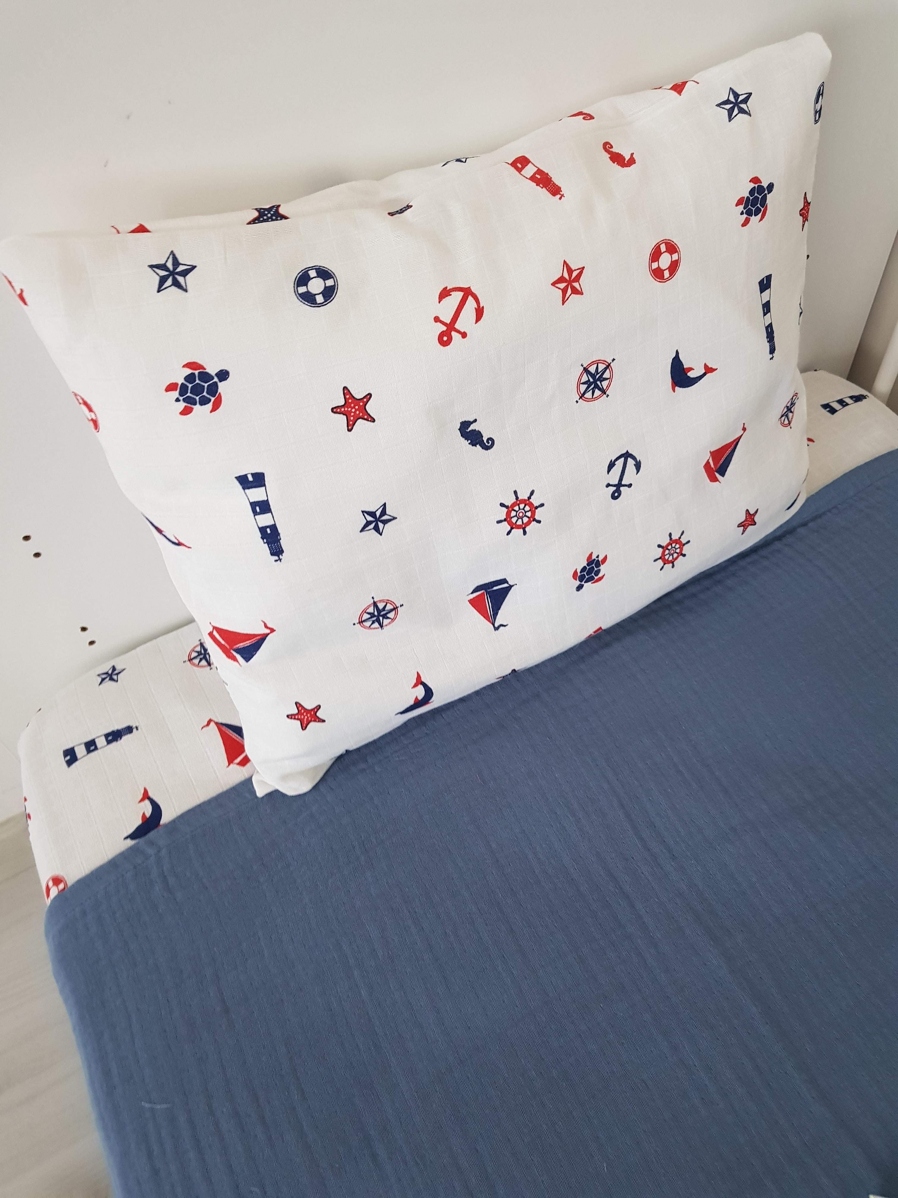 Denizci 100x120 Dört Katlı Müslin Bebek Battaniyeli Nevresim Takımı - BATTANİYE&ALT AÇMA