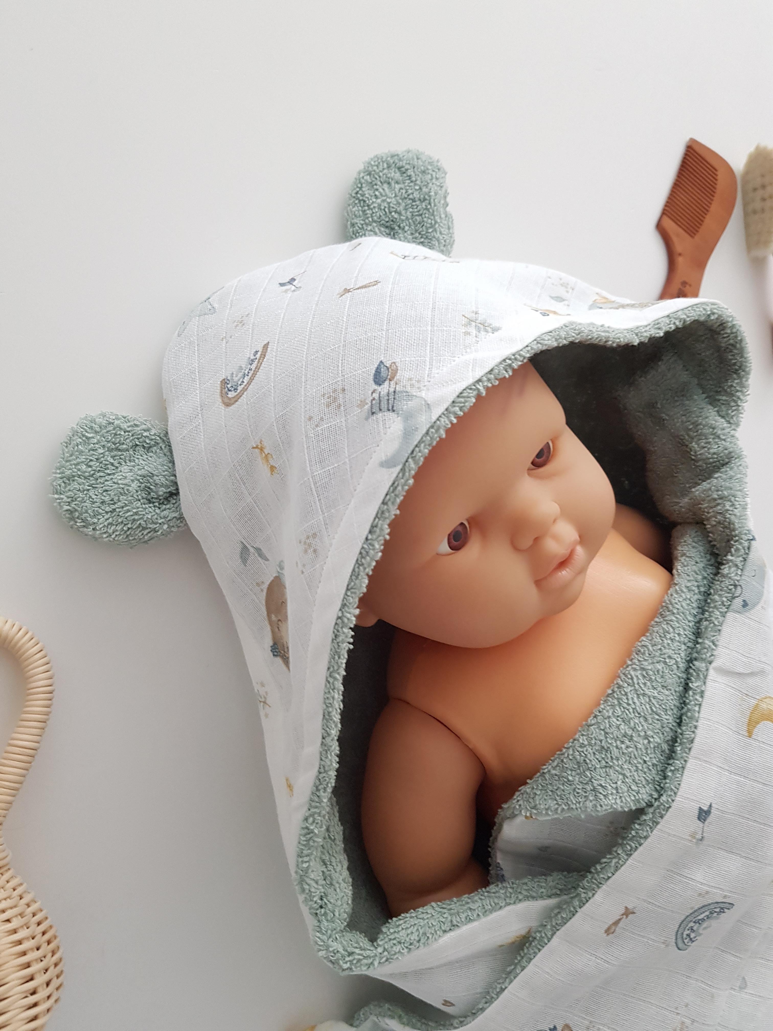 Dolunay Müslinli Çift Taraflı Kundak Bebek Havlusu 80x80 - Erkek Bebek