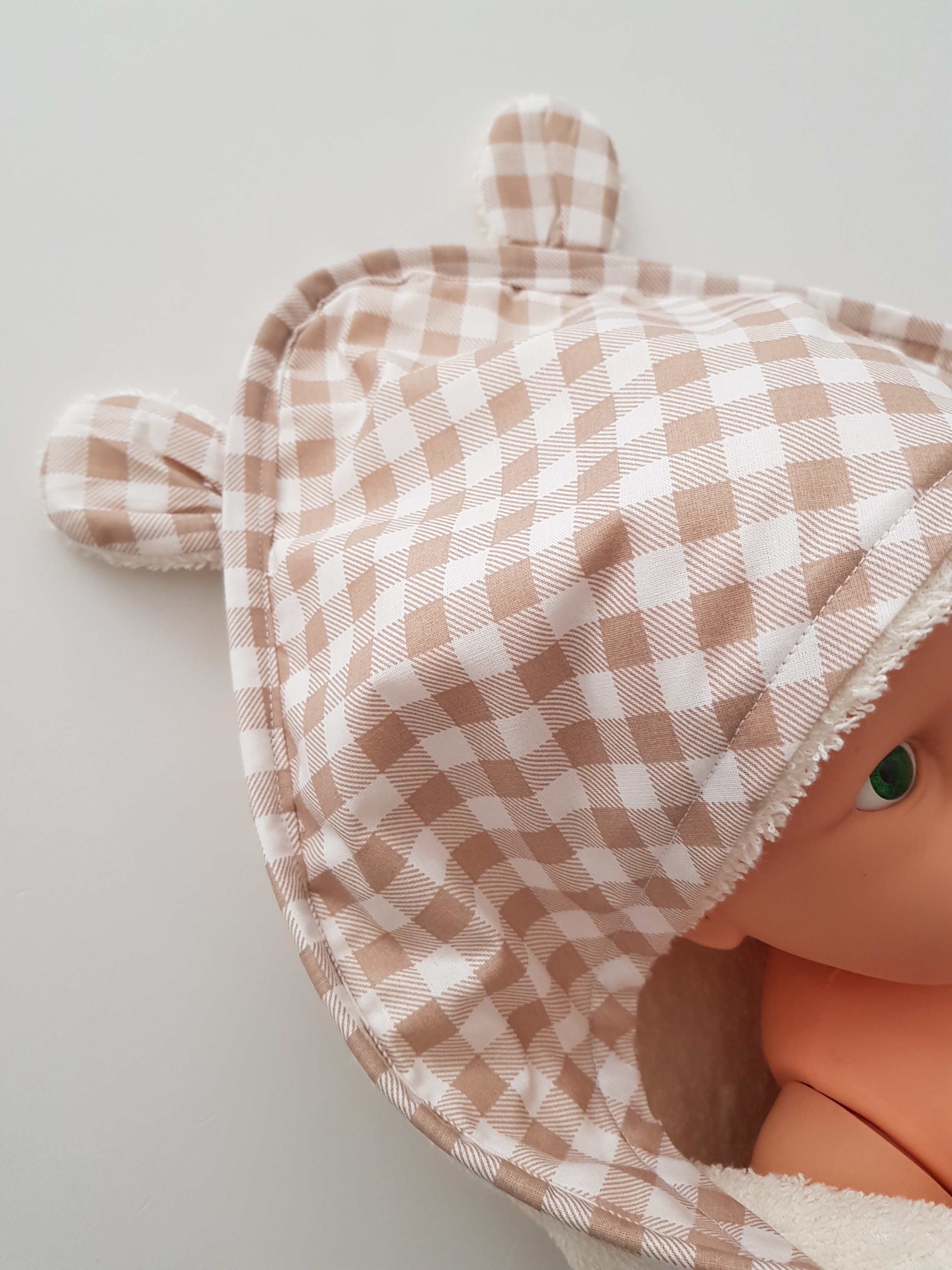 Ekose Desen Bebek Havlusu 80x80 - Erkek Bebek