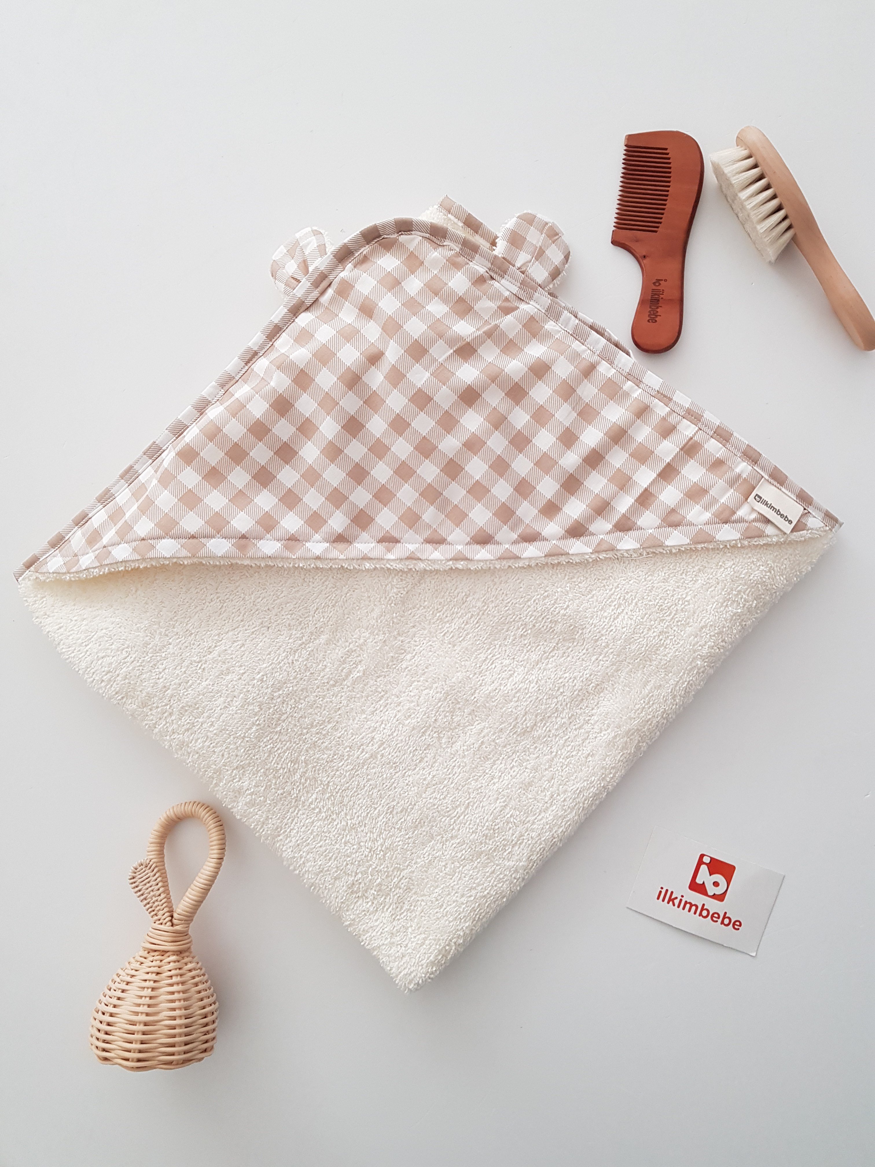Ekose Desen Bebek Havlusu 80x80 - Erkek Bebek