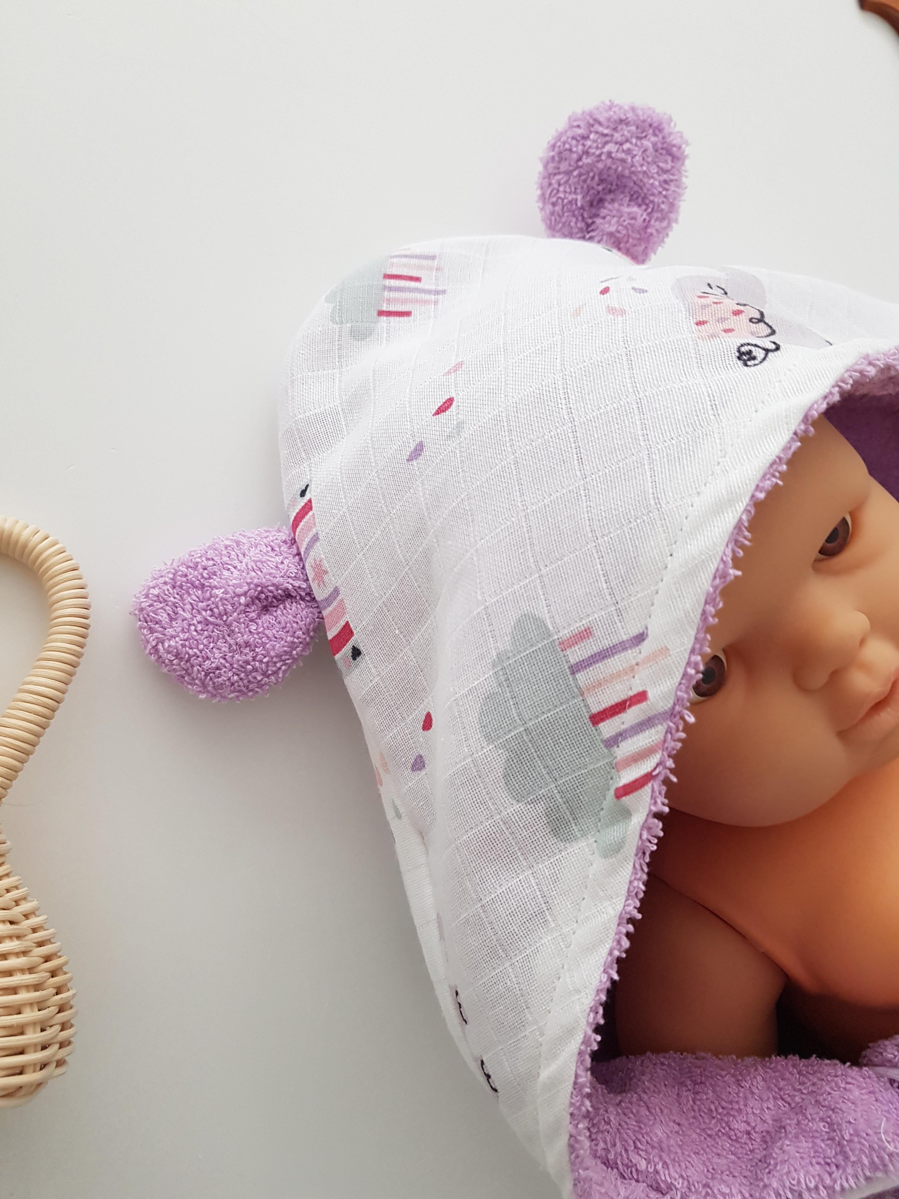 Fiili Müslinli Çift Taraflı Kundak Bebek Havlusu 80x80 - Kız Bebek 