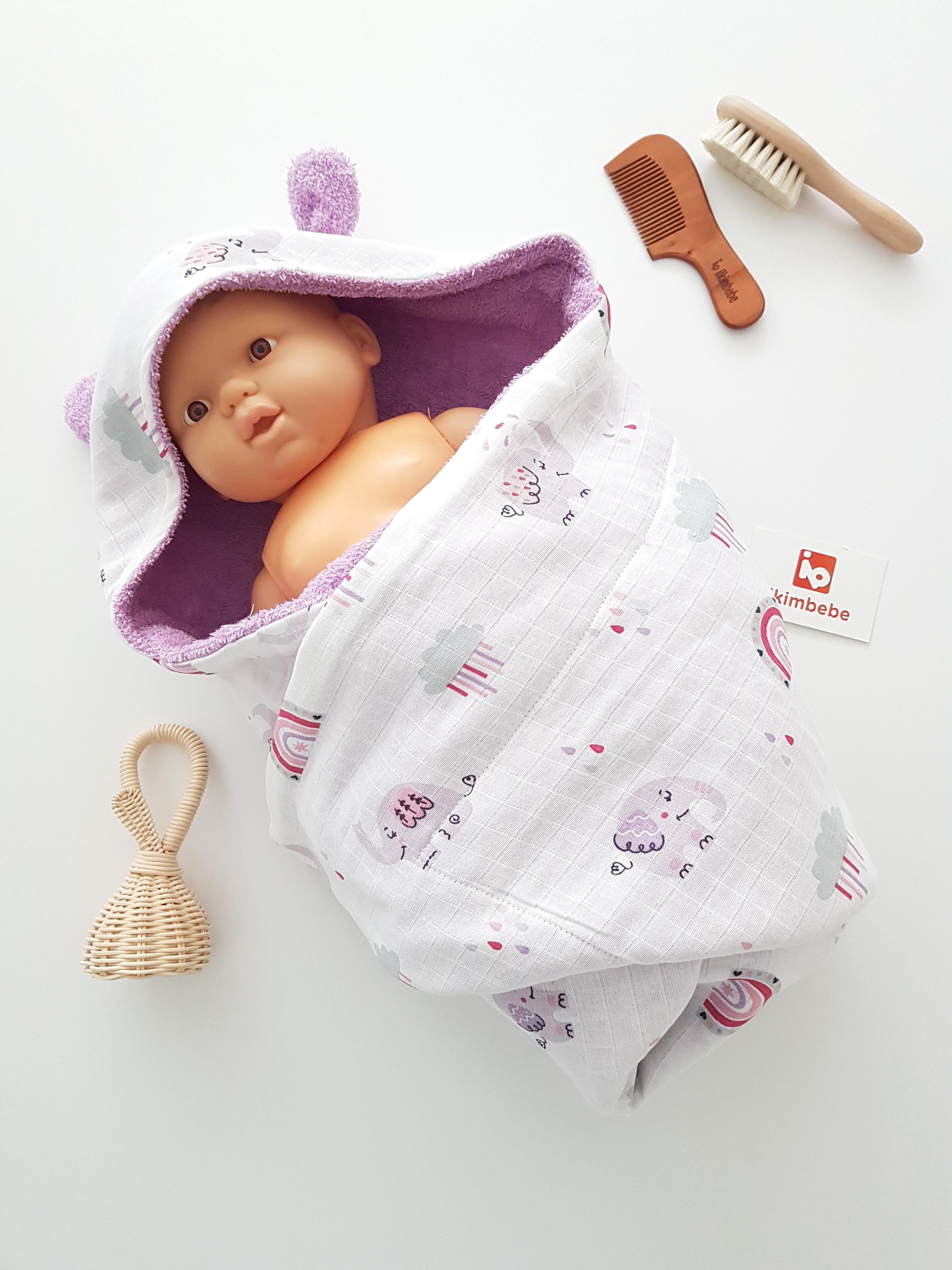 Fiili Müslinli Çift Taraflı Kundak Bebek Havlusu 80x80 - Kız Bebek 