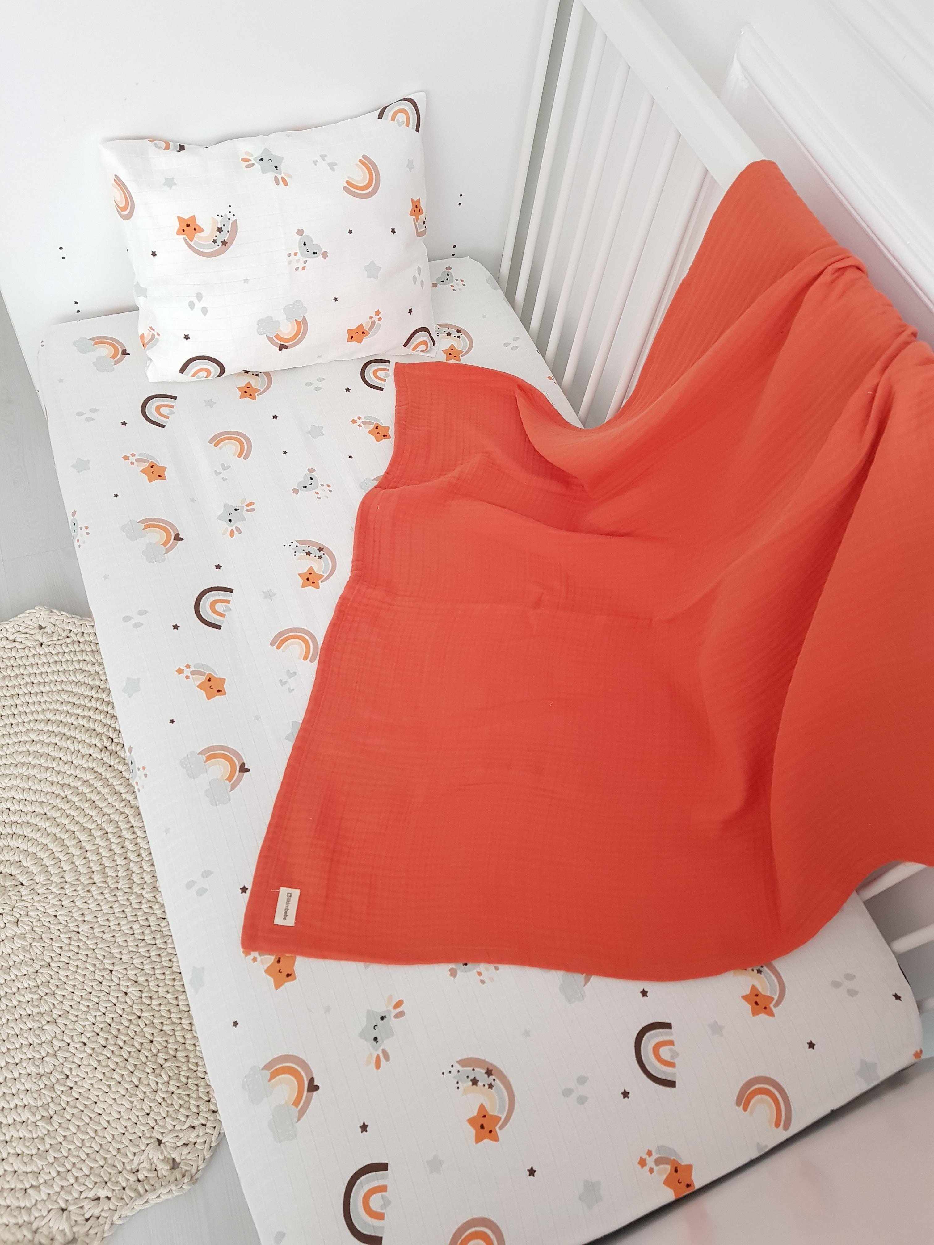 Gökkuşağı 100x120 Dört Katlı Müslin Bebek Battaniyeli Nevresim Takımı - BATTANİYE&ALT AÇMA