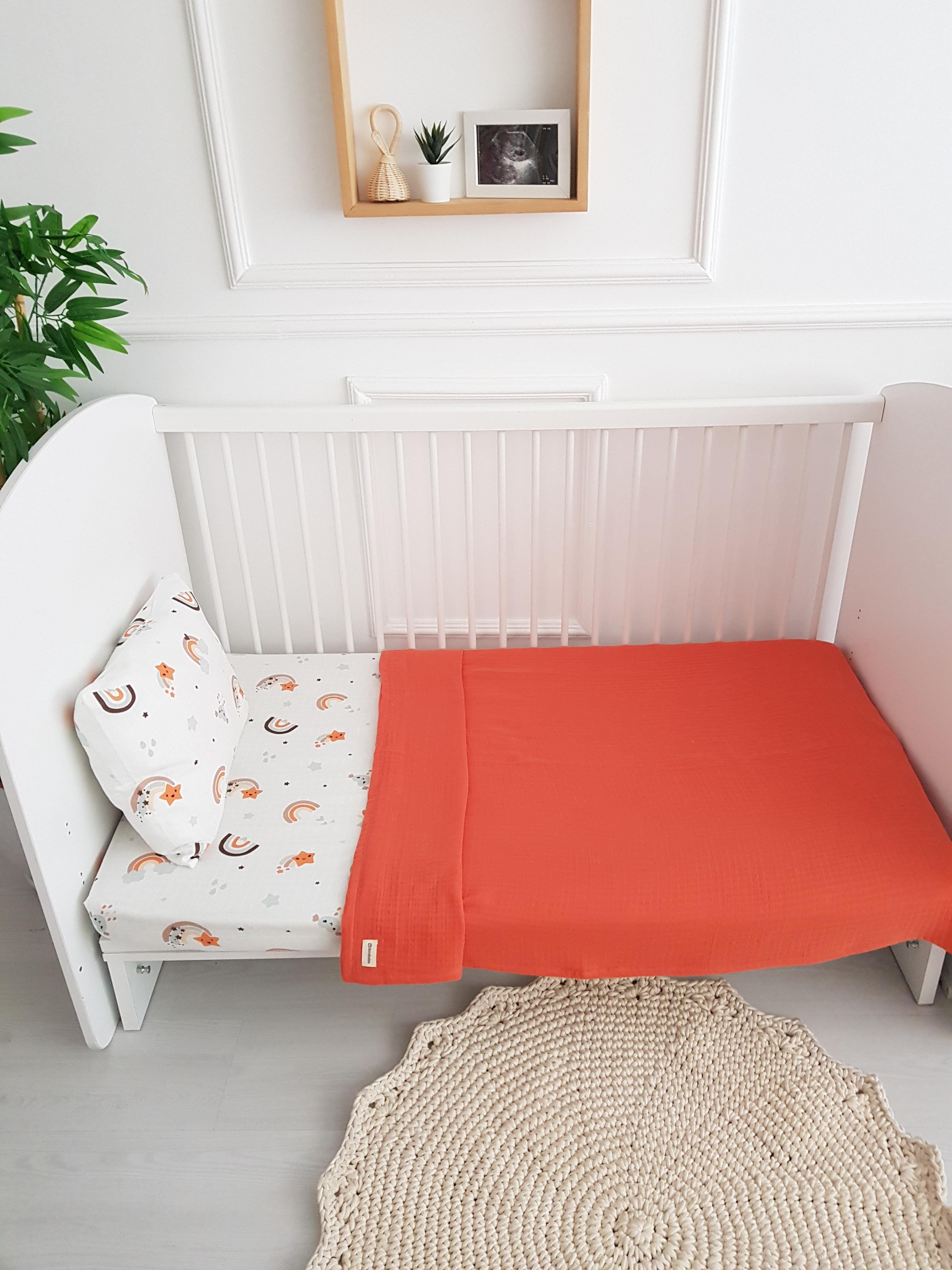 Gökkuşağı 100x120 Dört Katlı Müslin Bebek Battaniyeli Nevresim Takımı - BATTANİYE&ALT AÇMA