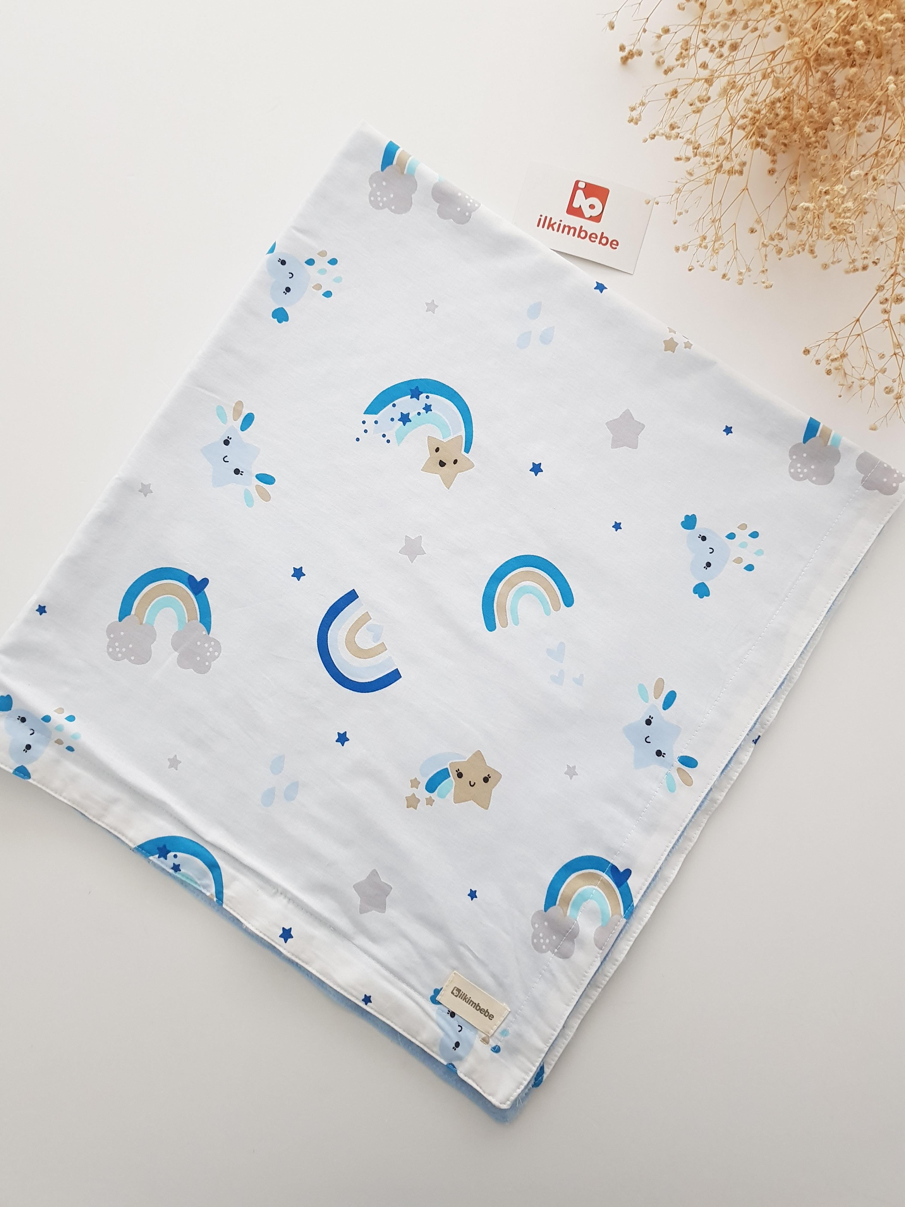 Gökkuşağı Nohut Bebek Battaniye 85x90 - Çift Katlı Müslin Battaniye