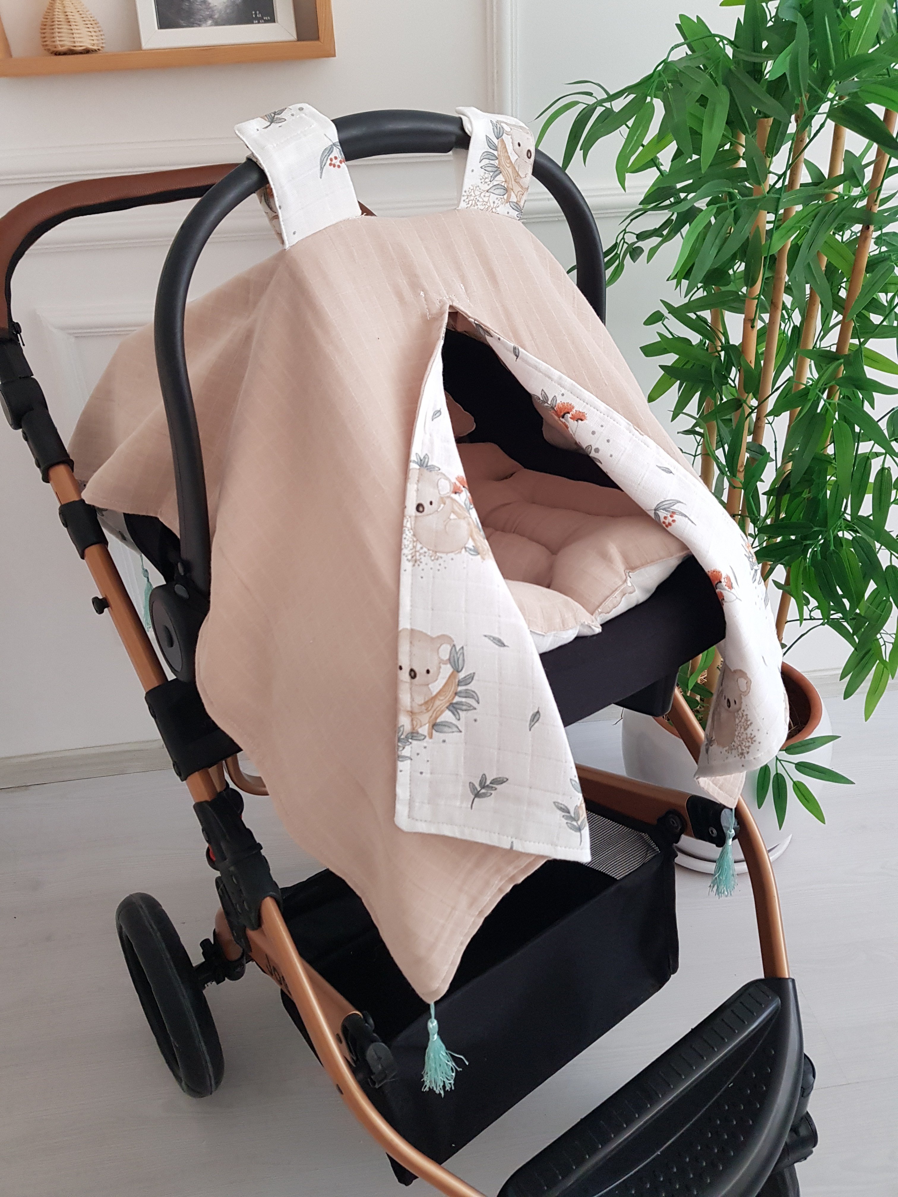 Koala Çift Taraflı Bebek Puset Örtüsü , Puset Minderi - Çift Taraflı Minderli Puset Örtüsü