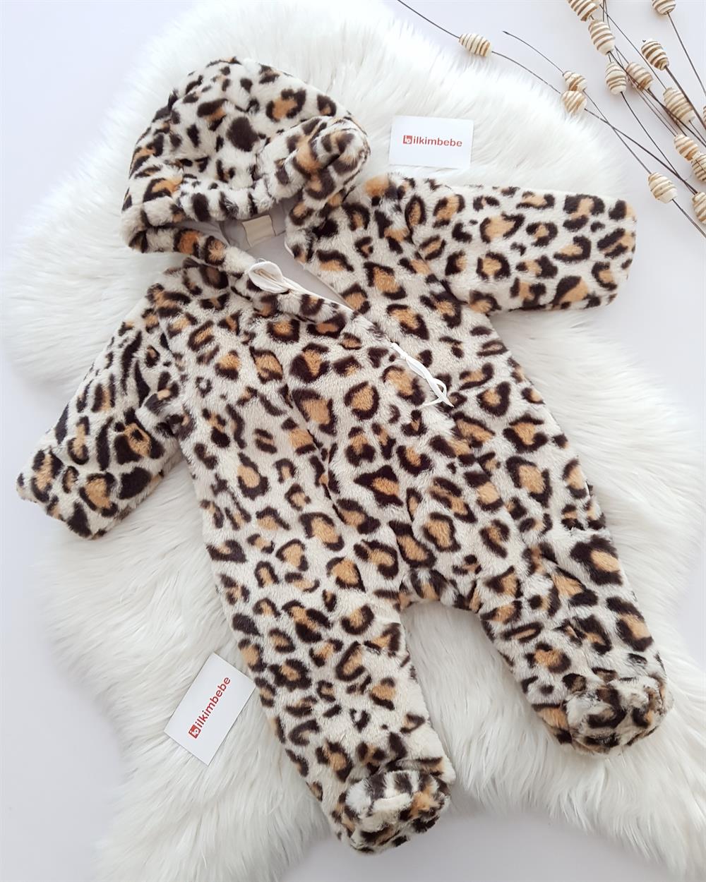 Leopar Kız Peluş tulum - KIZ BEBEK