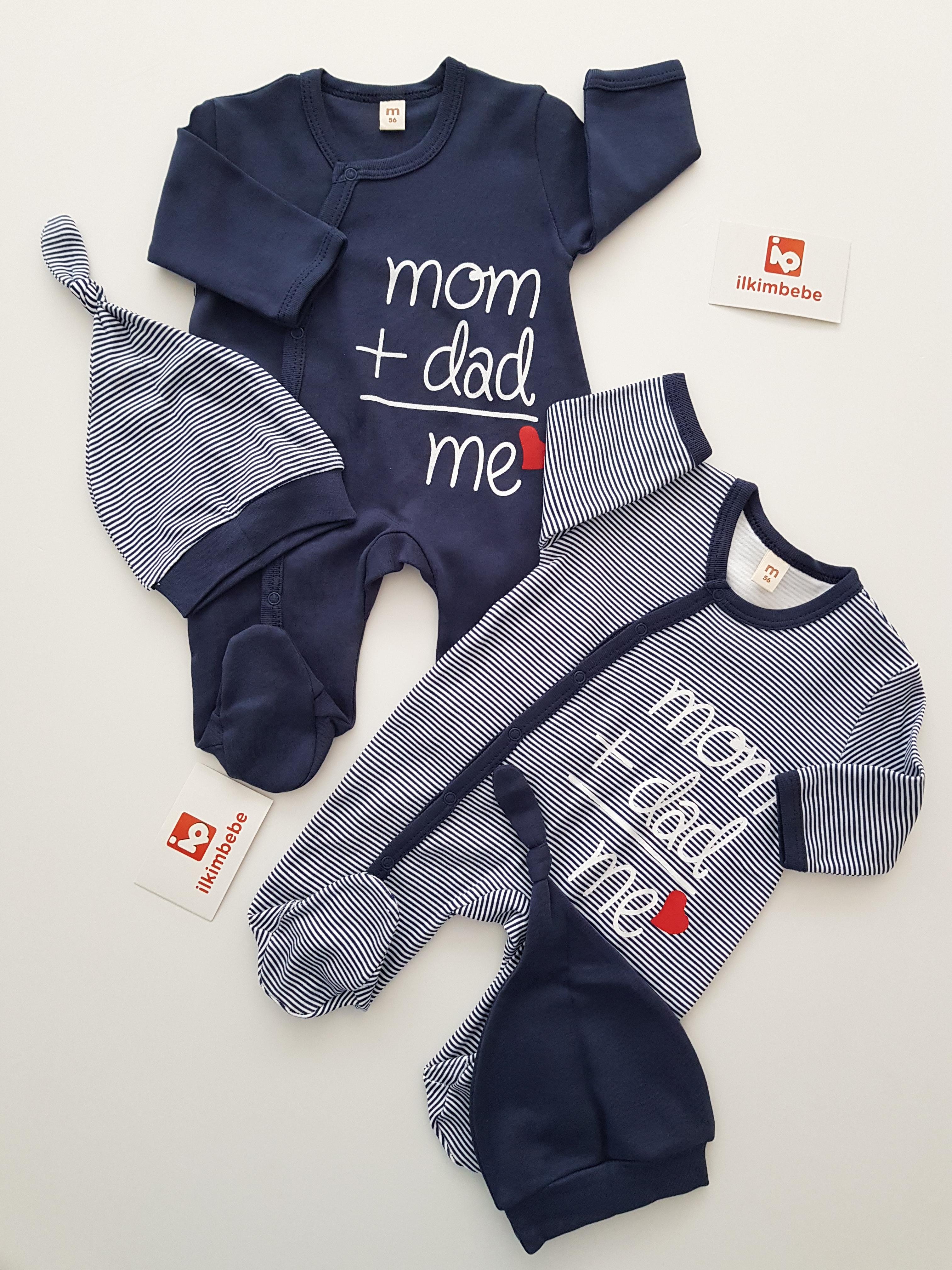 Mom Dad Me 2li Bebek Tulumu - Erkek 2li Tulum