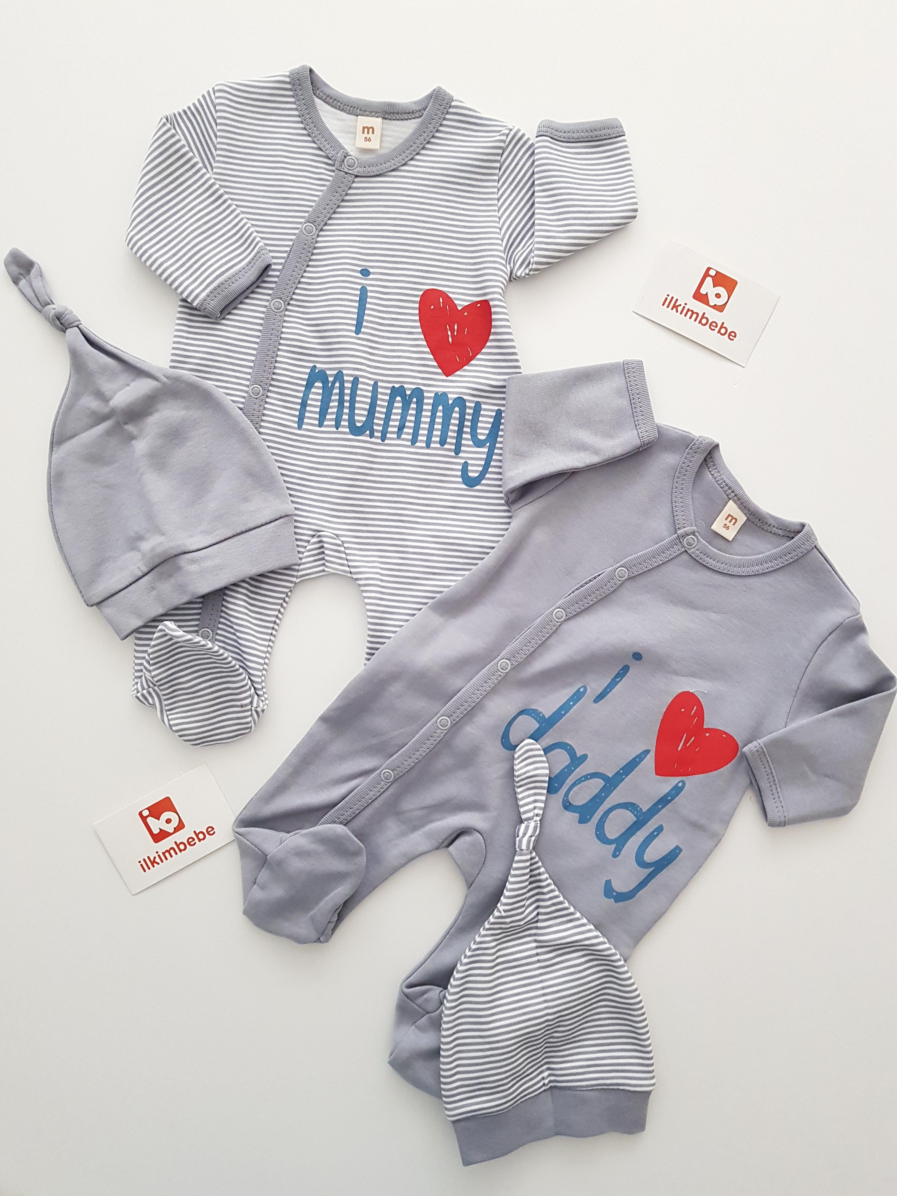 Mummy Daddy Çizgili 2li Bebek Tulumu - Erkek 2li Tulum