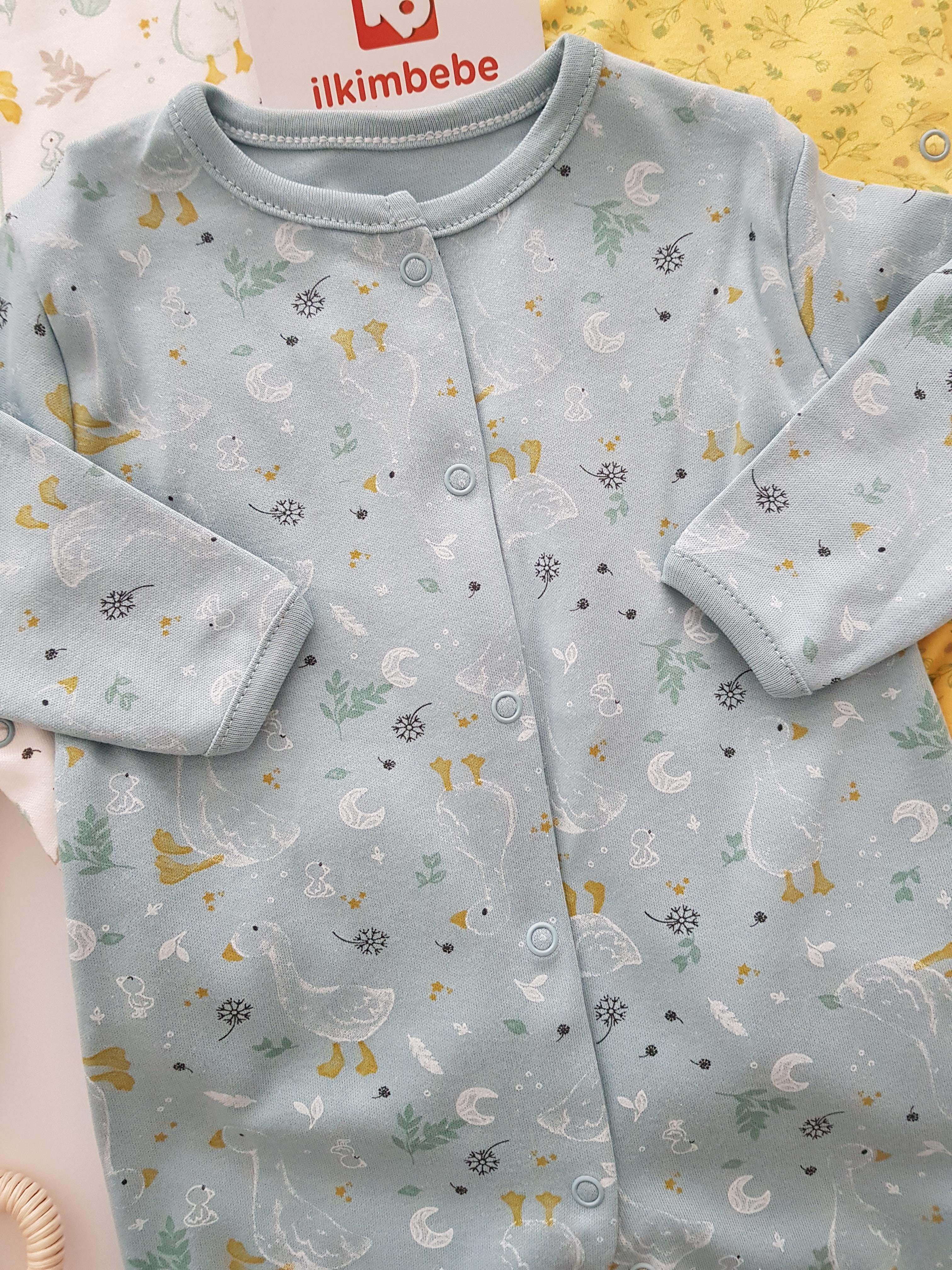 Ördekli 3lü Bebek Tulumu - KIZ BEBEK