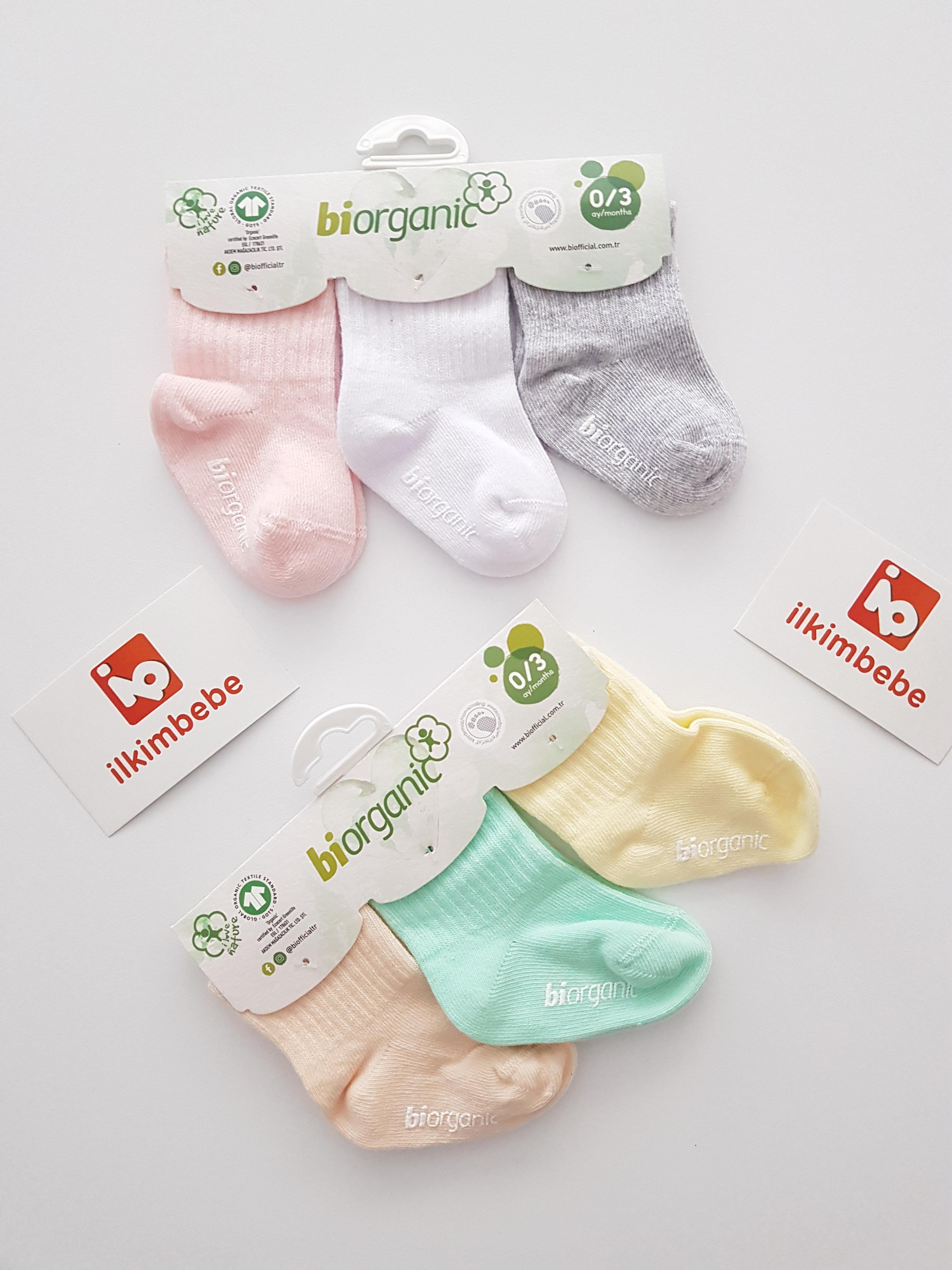 Organik Fitilli 3lü Bebek Çorap - Çorap