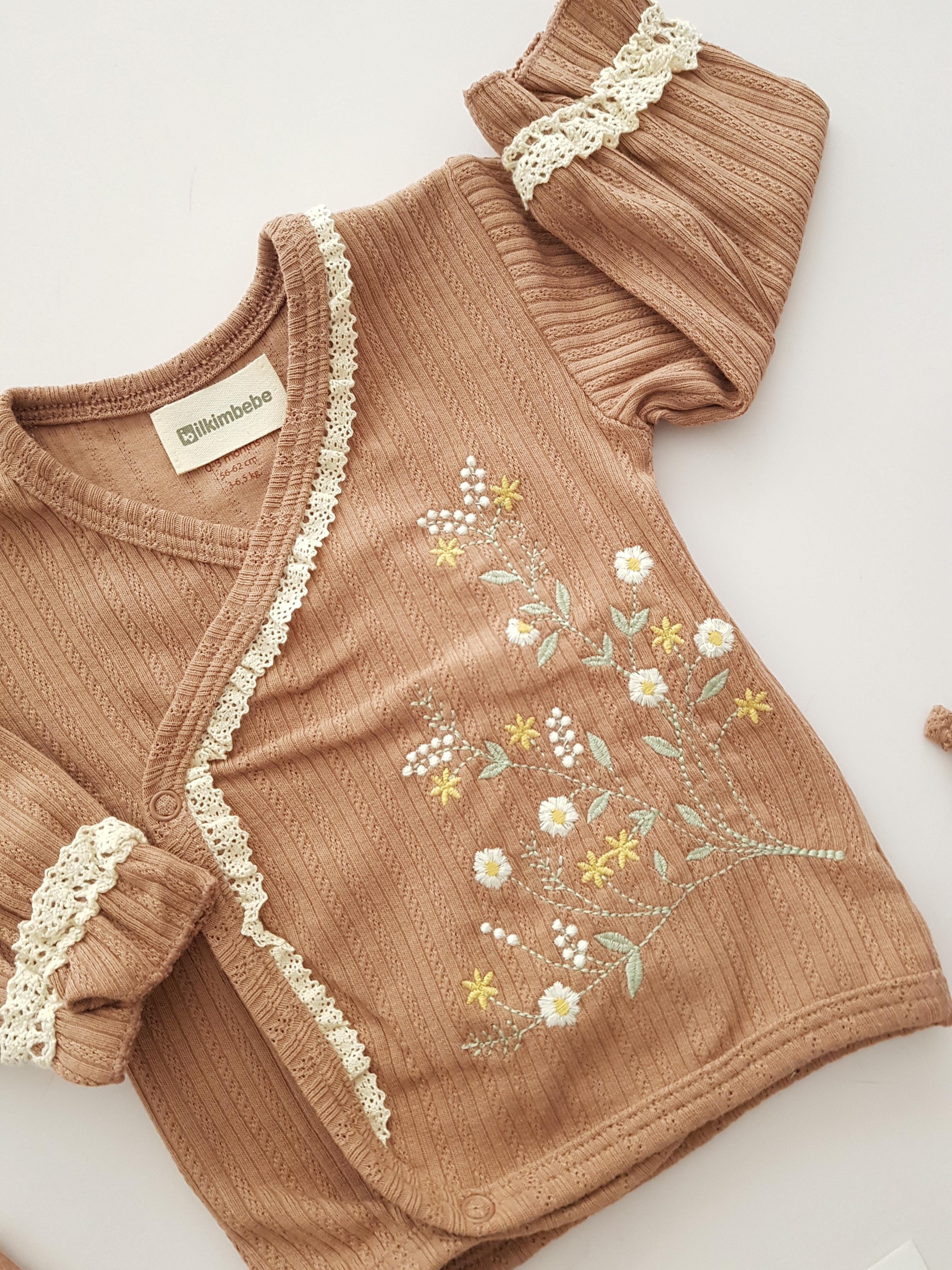 Papatya İşlemeli 5li Set - KIZ BEBEK