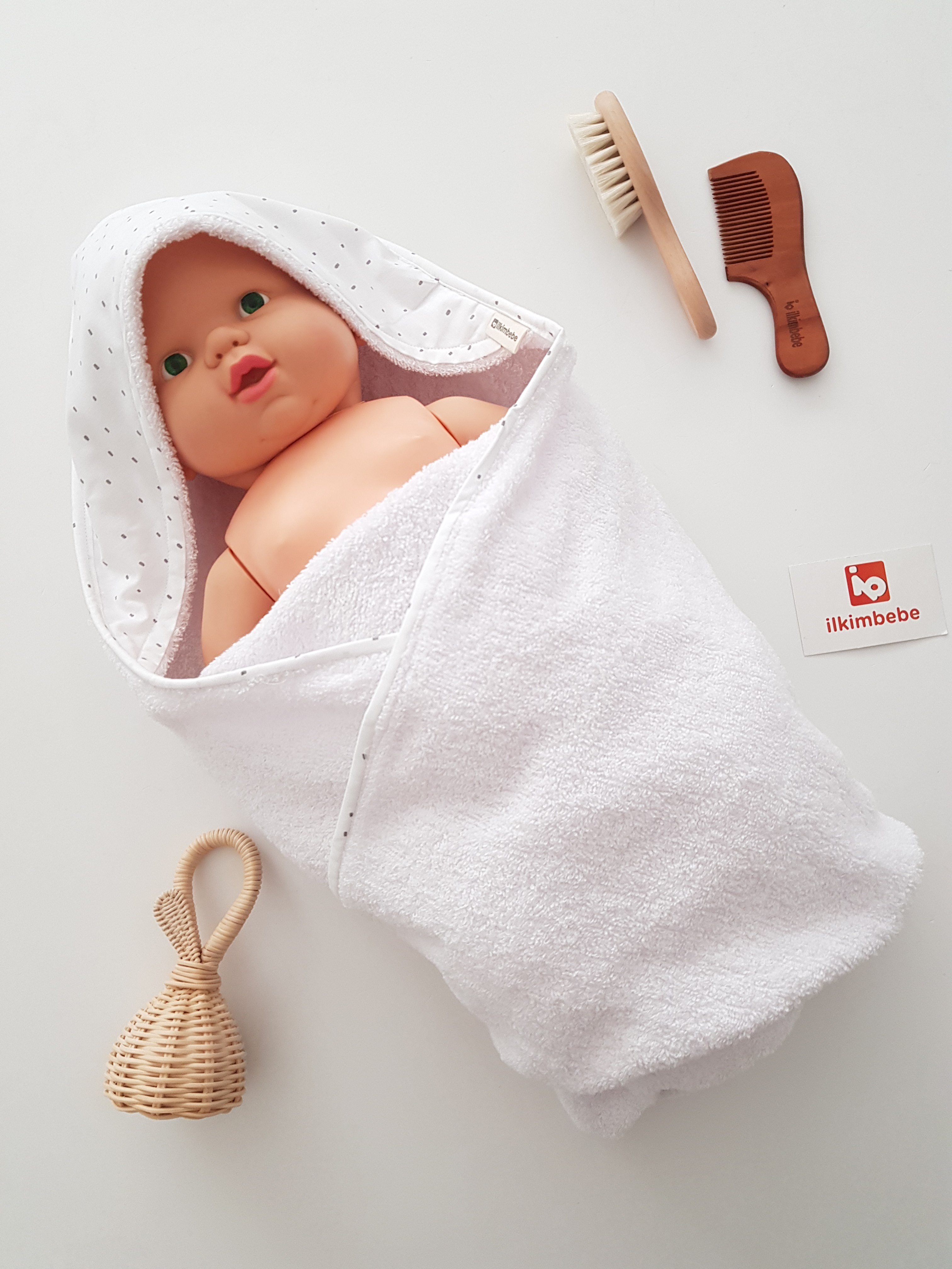 Puanlı Bebek Havlusu 80x80 - Erkek Bebek