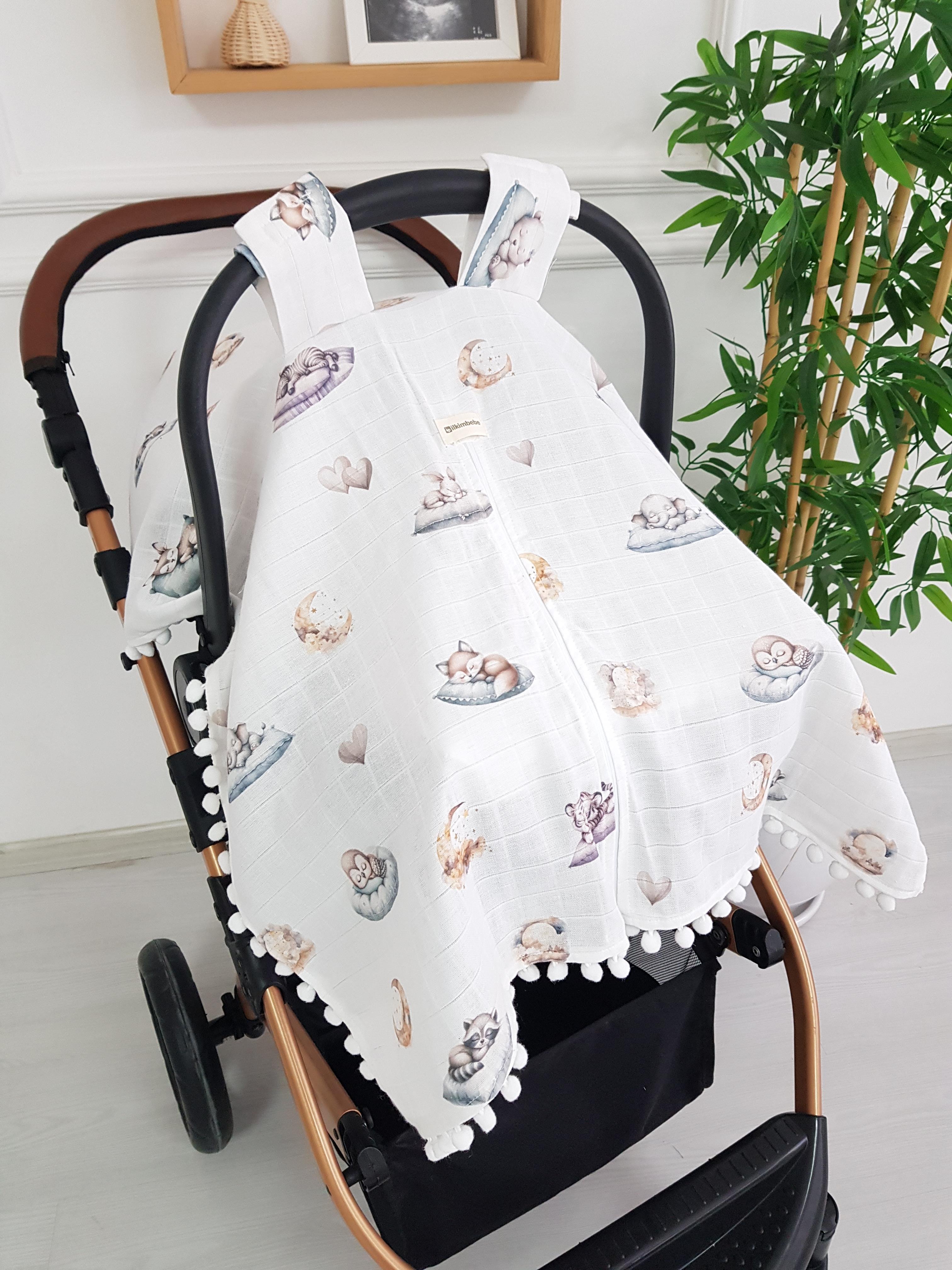 Uykucu Dostlar Müslin Fermuarlı Puset Örtüsü ve Minderi - Minderli Puset Örtüsü