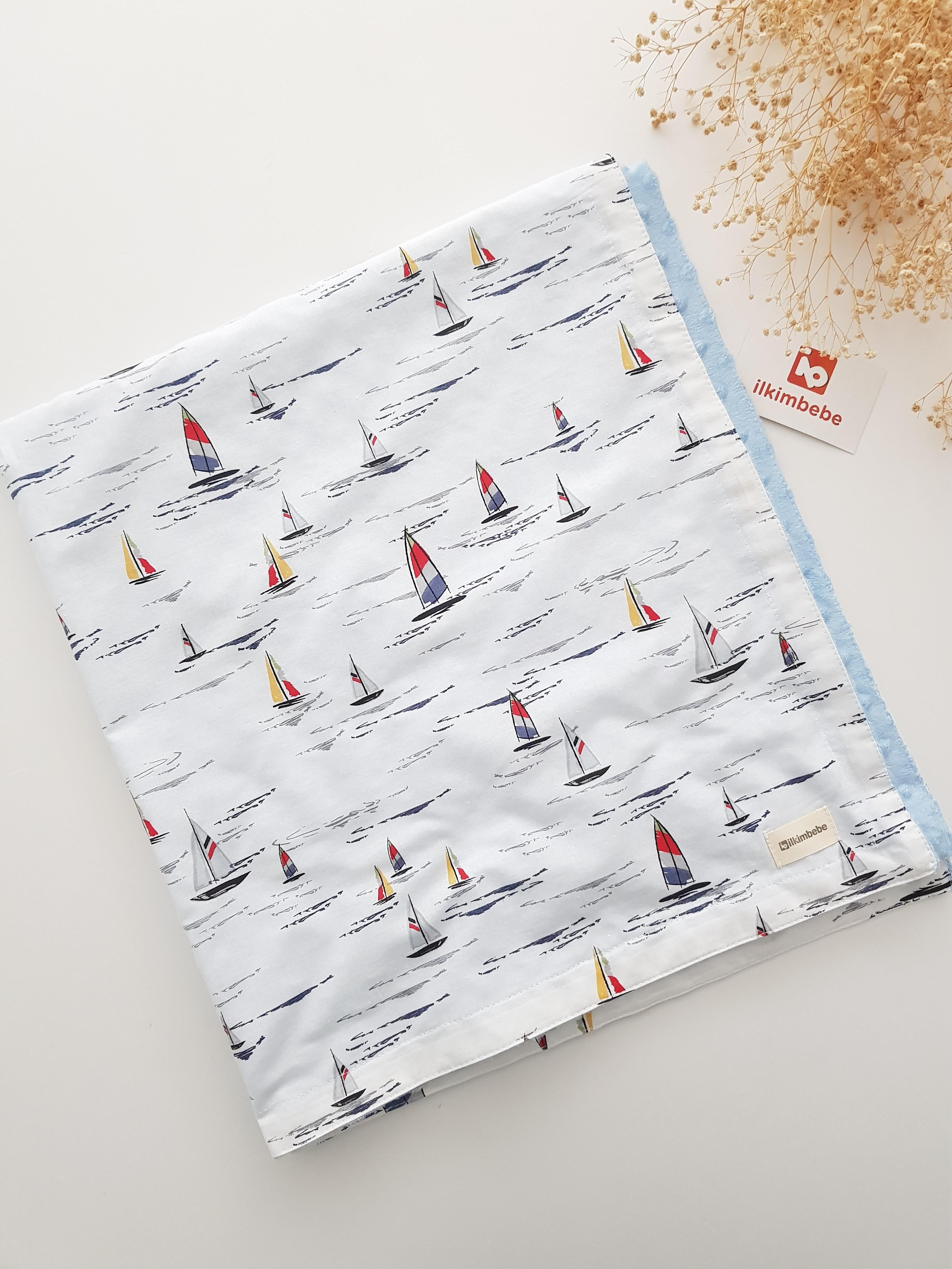 Yelkenli Nohut Bebek Battaniye 85x90 - Çift Katlı Müslin Battaniye