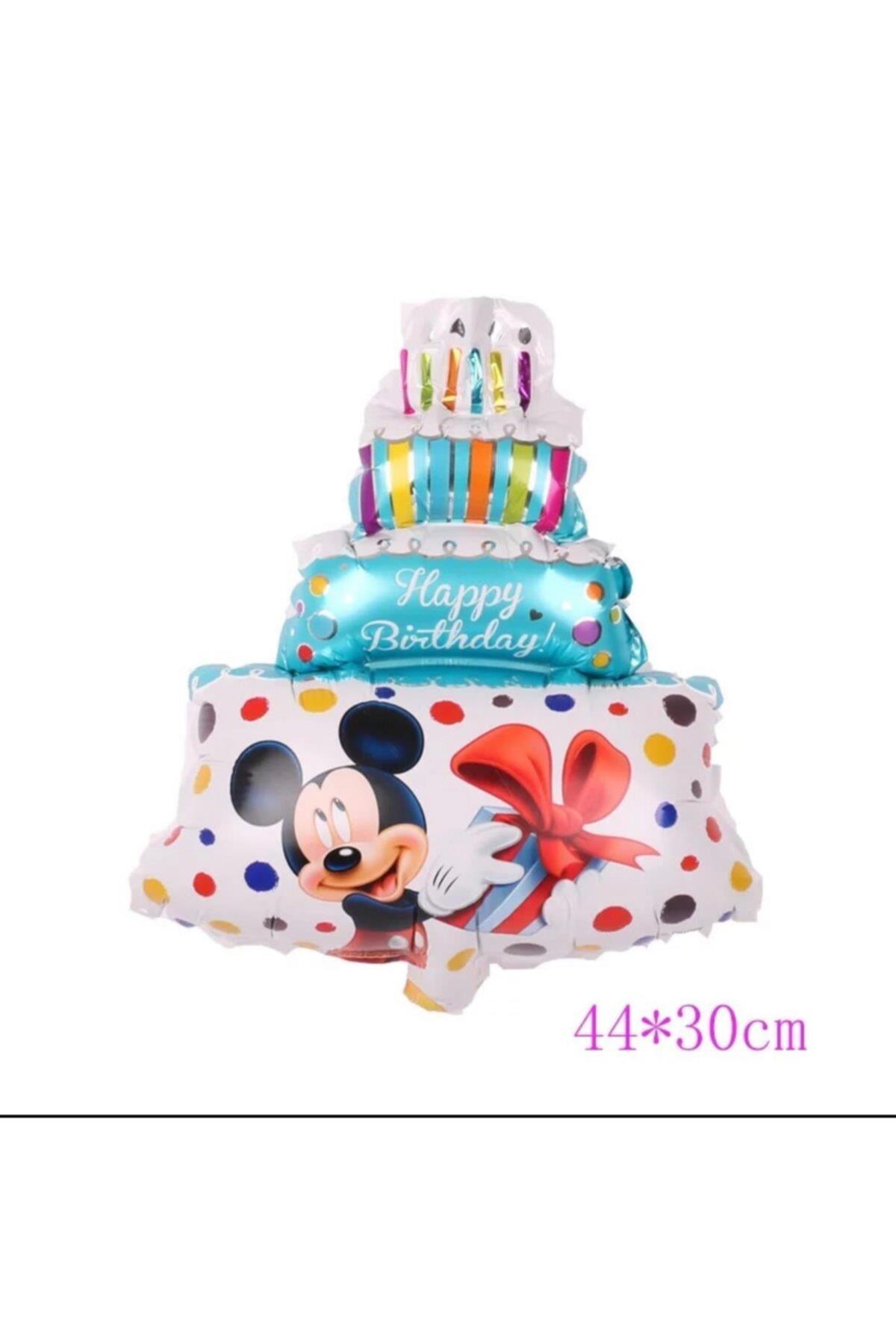 13 Parça Dev Folyo Disney Mickey Mouse 1 Yaş Balon Seti Yıldız Pasta Mavi
