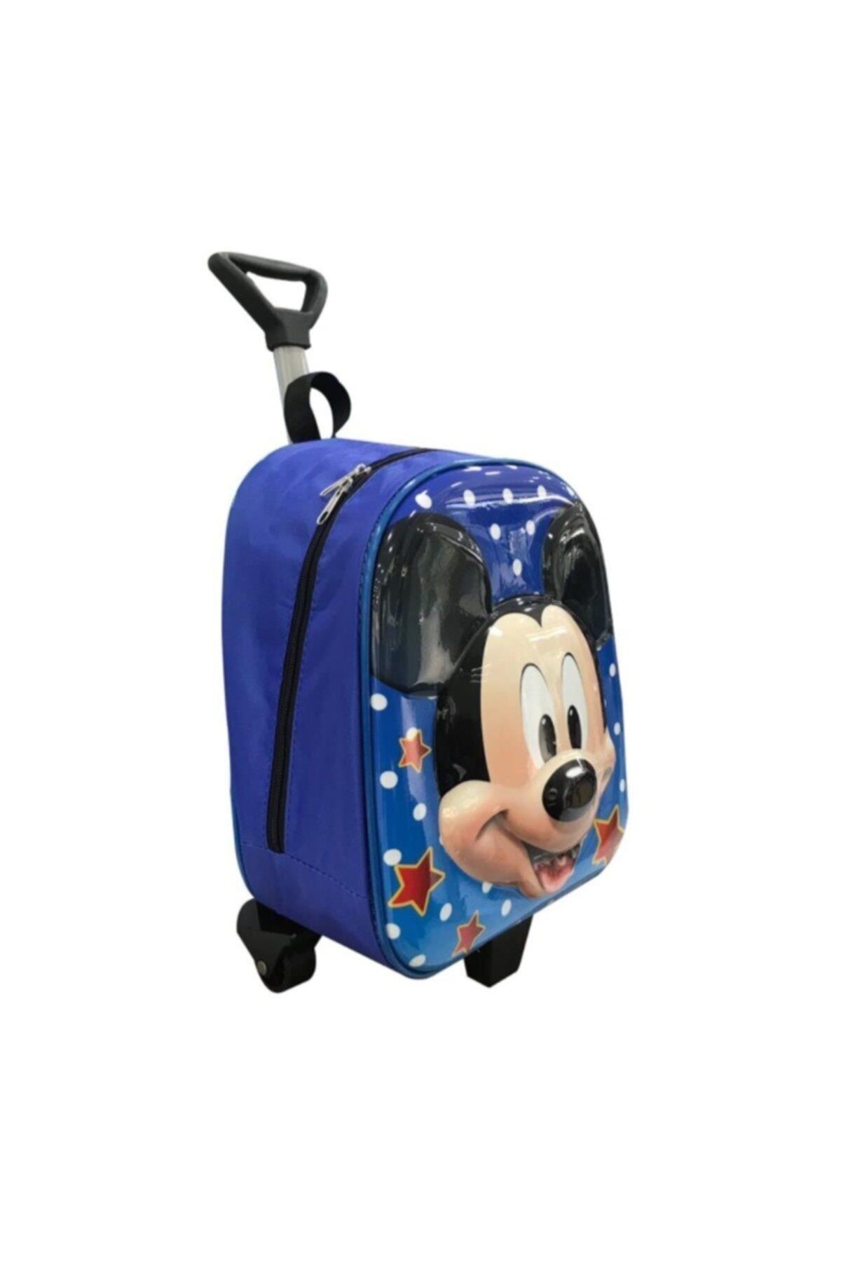 3d 5d Boyutlu Mavi Mickey Mouse Erkek Çocuk Çekçekli Tekerlekli Anaokulu Kreş Çanta